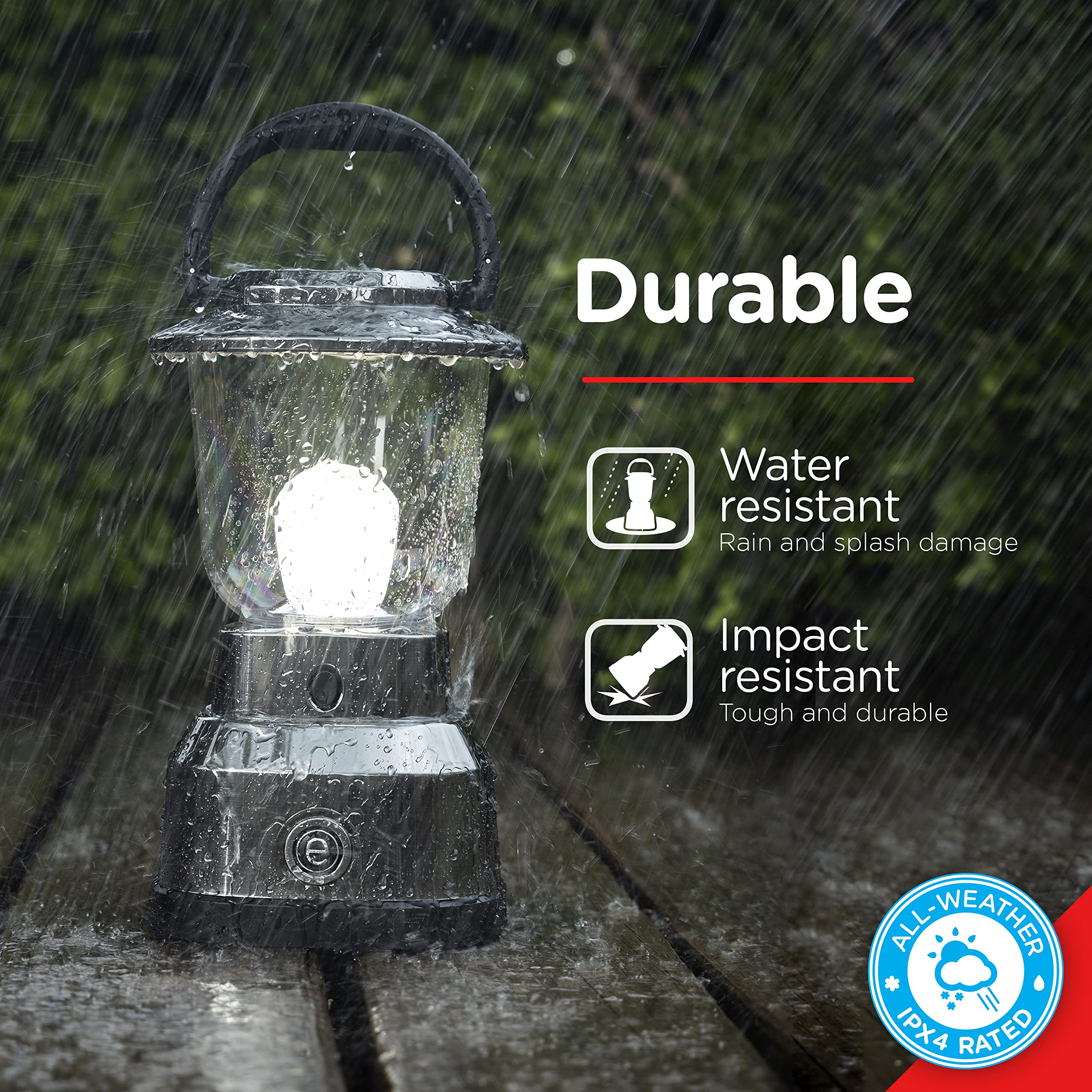 Enbrighten LED Camping Lantern, 550 Lumens, 280 Hour Runtime, Brushed Nickel, Model 14210, Battery Powered, Carabiner Handle