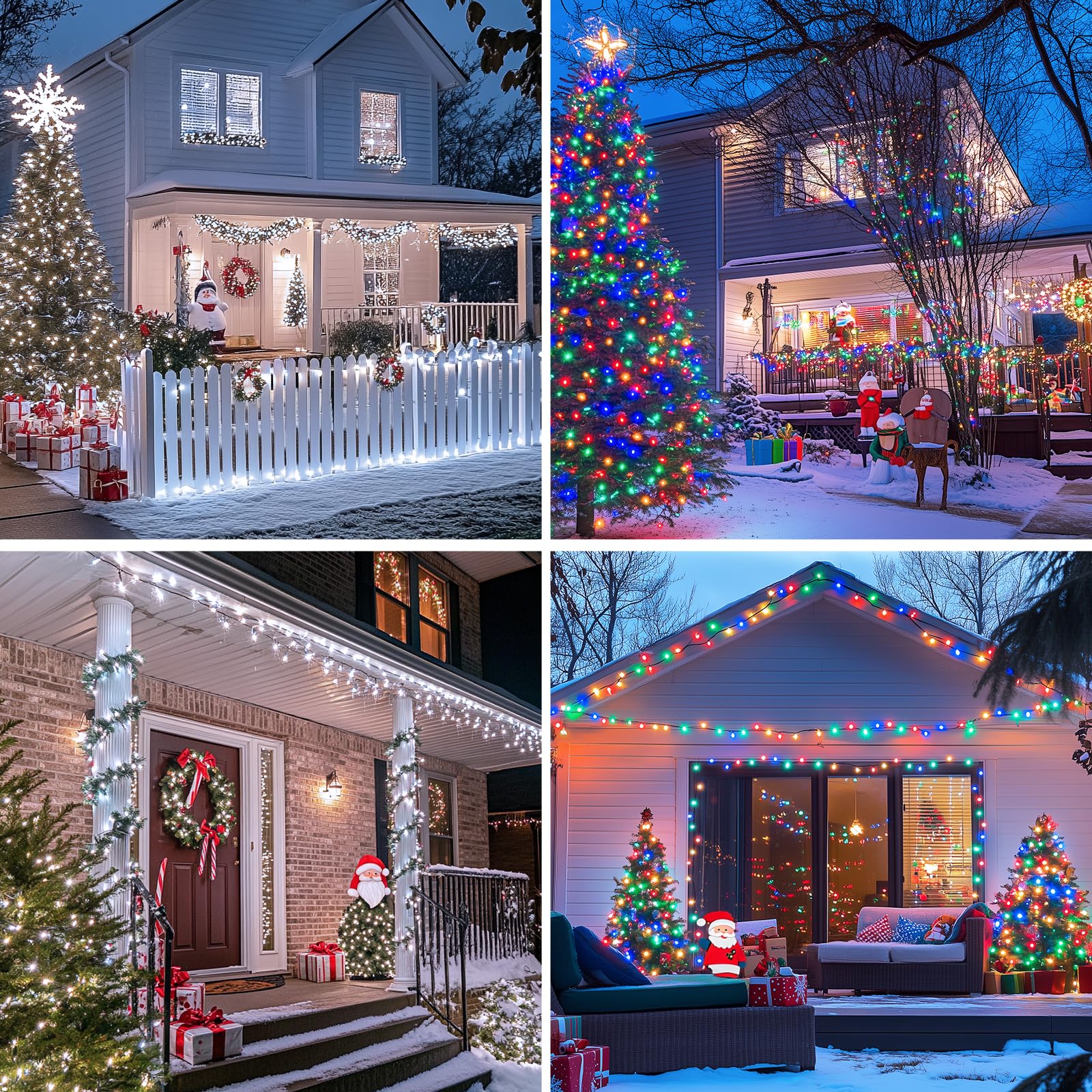 Jmexsuss 500 Led Color Changing Christmas Lights, 173Ft White & Multicolor String Lights With Remote Outdoor Waterproof Christma