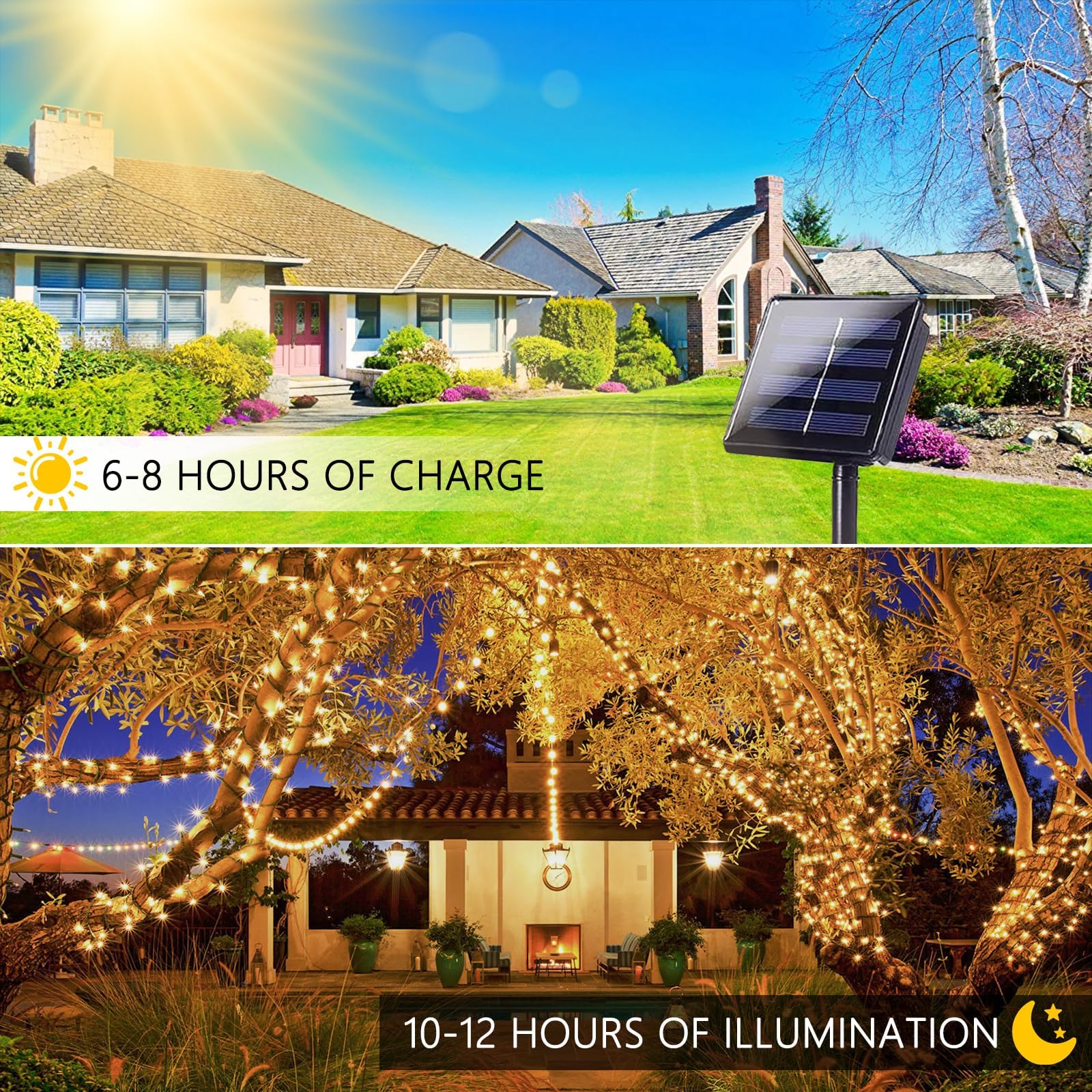 Albelt 4 Pack Solar Christmas Lights, 480 LED, 170 FT, Warm White, 8 Modes, Waterproof String Lights for Outdoor Decorations