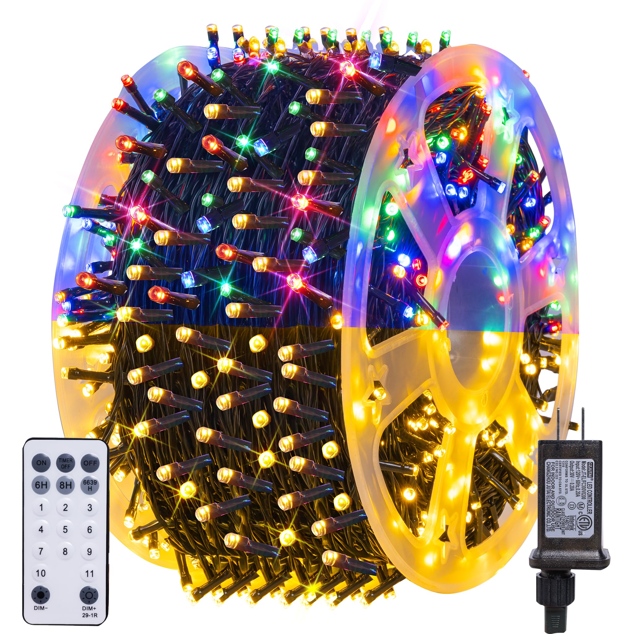 Dazzle Bright Color Changing Christmas Lights  164Ft 500Led Warm White & Multi-Colored Waterproof String Lights With Remote 11 Modes  Christmas Decoration For Outdoor Indoor Tree Party Garden Holiday