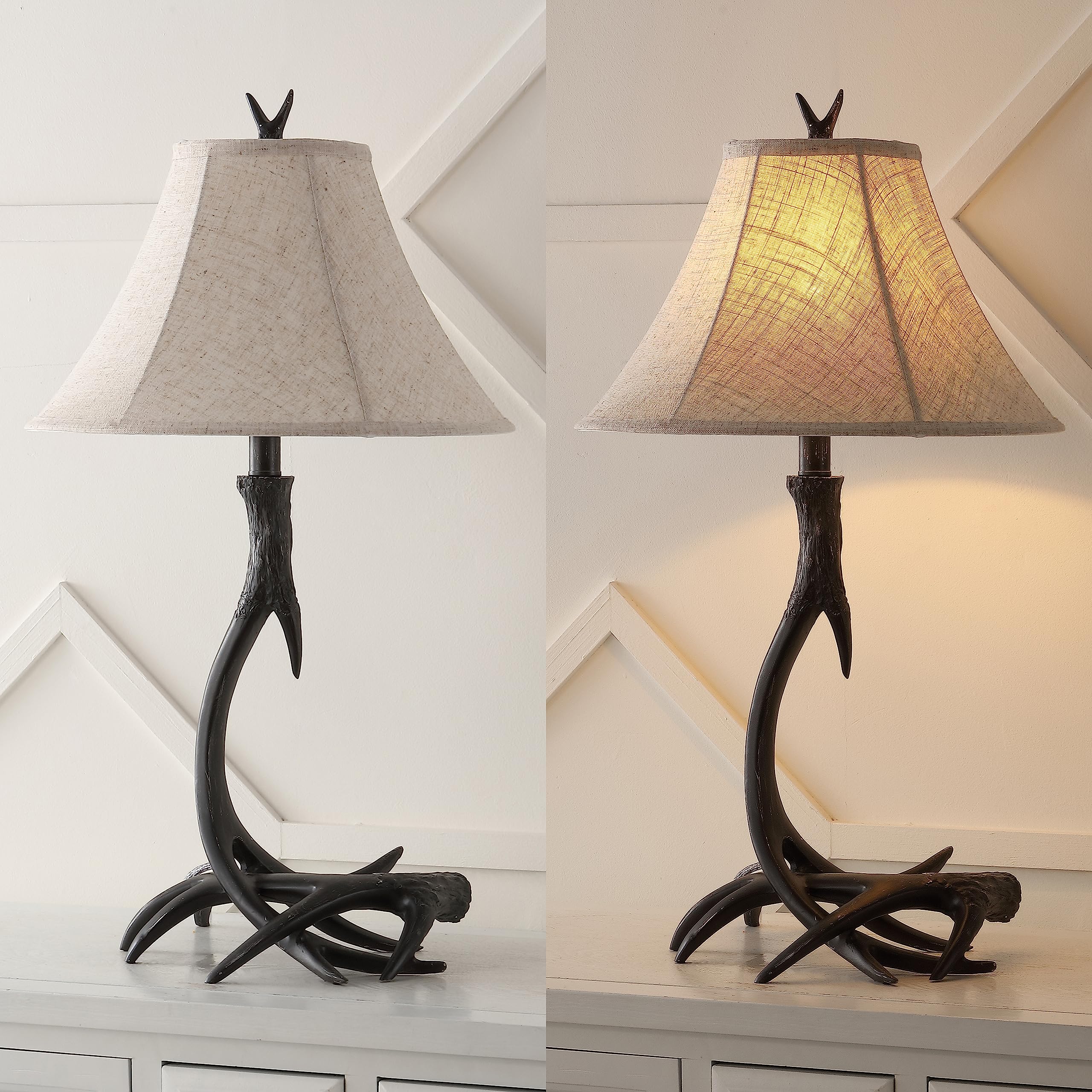Jonathan Y Jyl6305C Antler 27.5'' Rustic Resin Led Table Lamp, Traditional For Bedroom, Living Room, Office, Kids Room, Entryway
