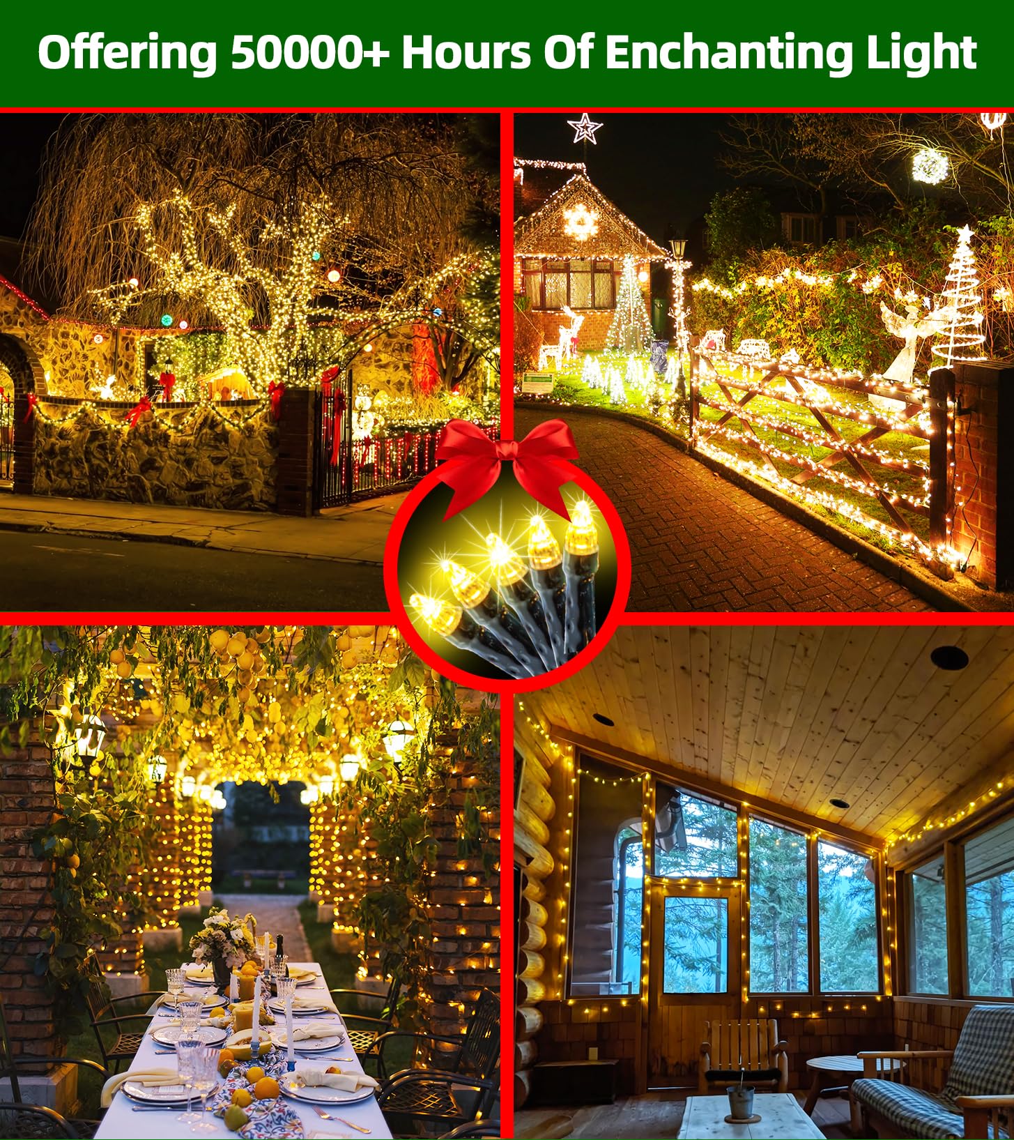 1500 Led 470Ft Christmas Lights Outdoor 12 Lighting Modes Christmas String Lights With Timer  Dimmable Warm White Led String Light Waterproof For Yard Patiotree Xmas Wedding Party Holiday Decorations