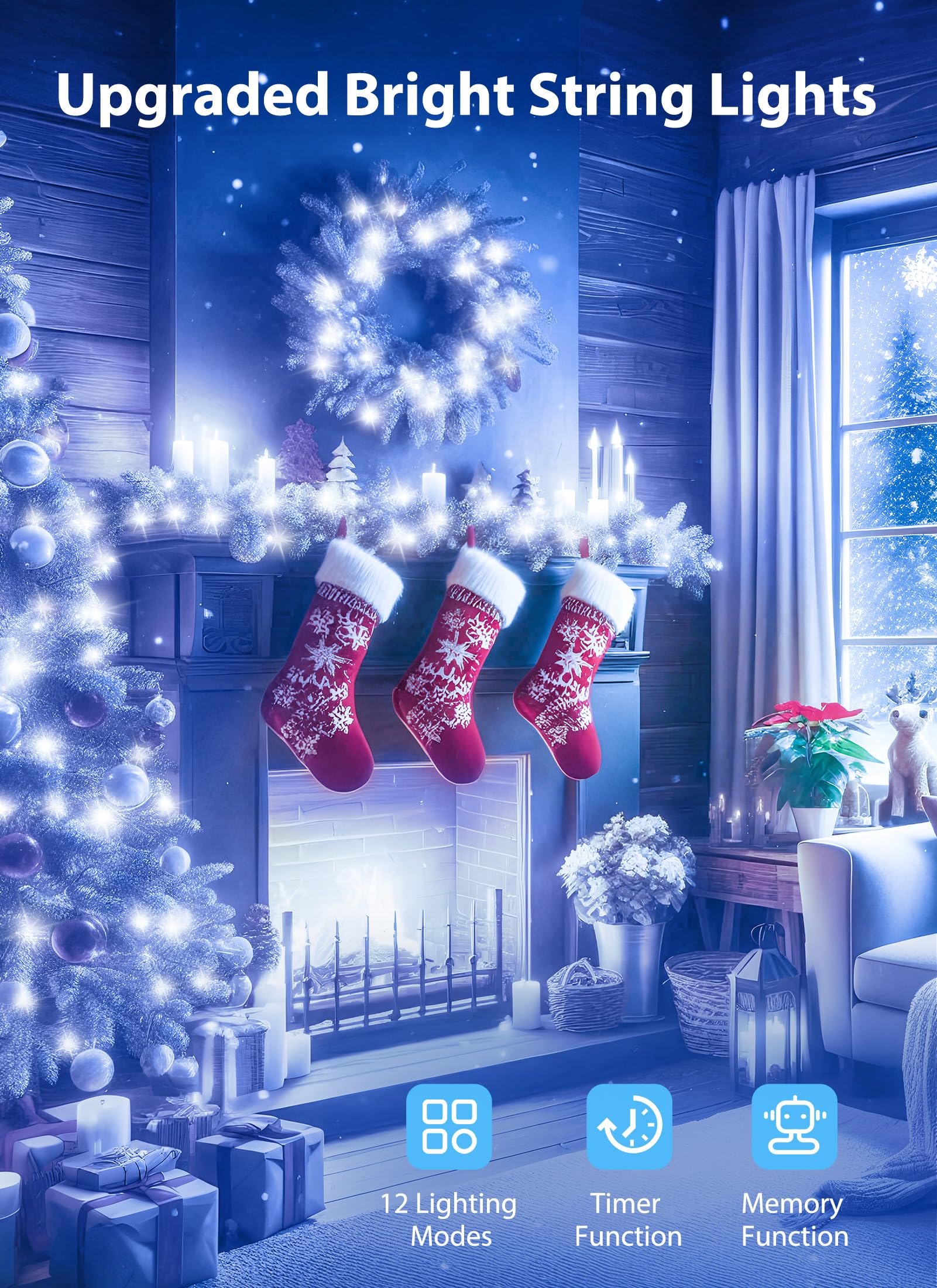 Minetom Christmas Lights Outdoor Cluster Lights - 500 Led 25 Ft Christmas Firecrackers String Lights, 12 Modes Timer Waterproof