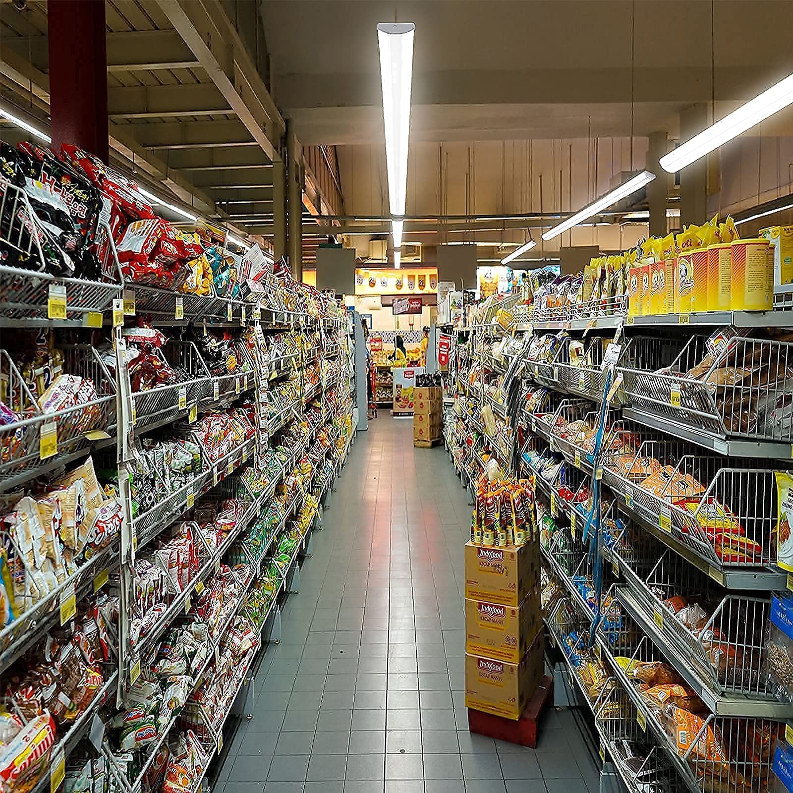 Antlux 110W 8Ft Led Shop Lights Ultra Slim Led Wraparound, 12600Lm, 5000K, 8 Foot Strip Light, Flush Mount Garage Office Warehouse Ceiling Lighting Fixture, 8 Foot Fluorescent Tube Replacement, 4 Pack