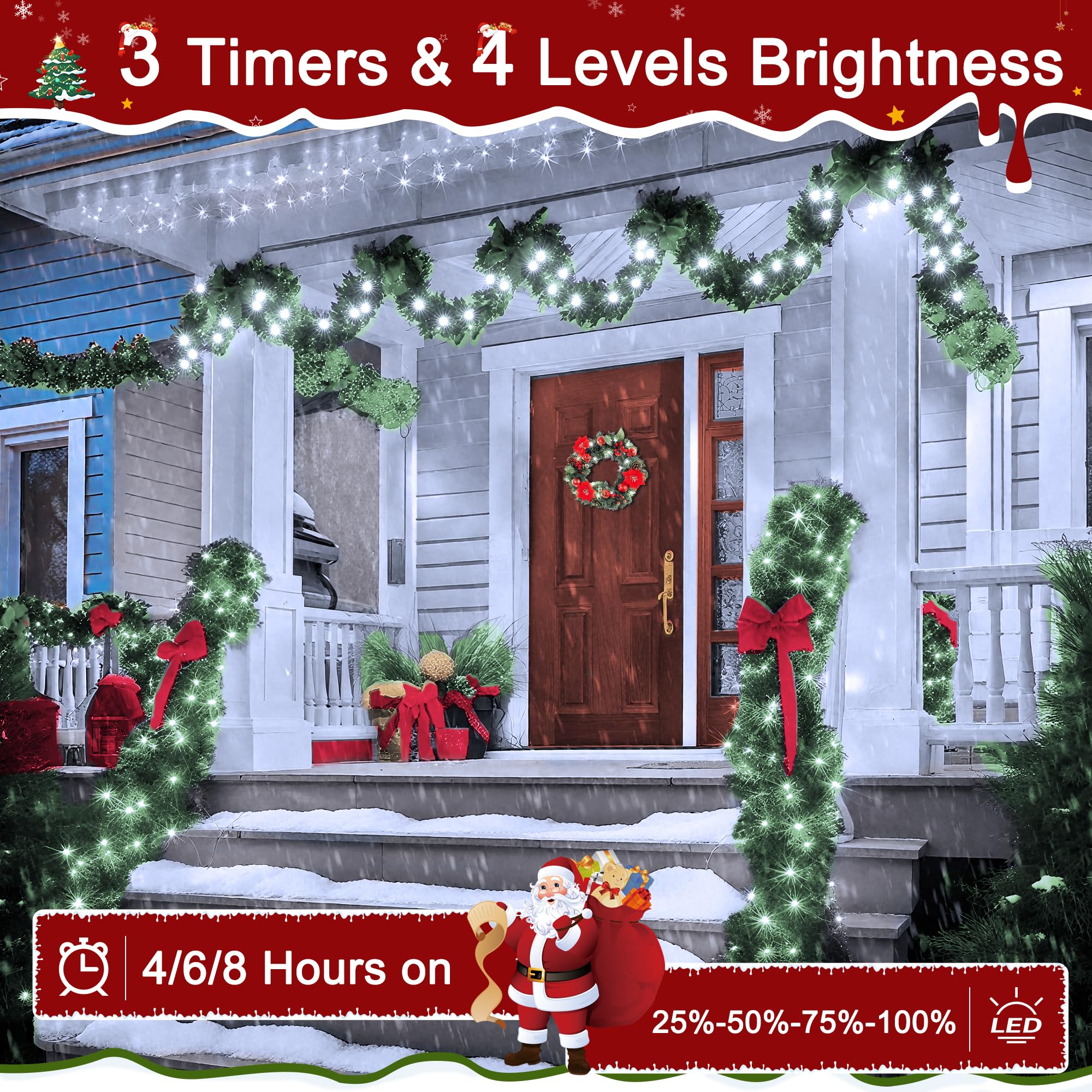 Ccinny 394Ft 1200 Led Christmas Lights Outdoor  White Christmas Tree Lights Plug In  8 Modes Twinkle String Light For Bedroom Wedding Party Ceiling Xmas Home Decoration