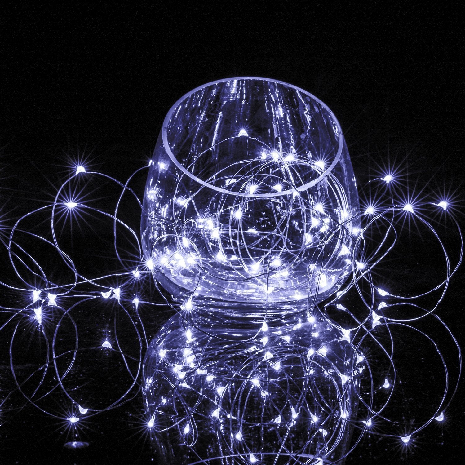BXROIU Fairy Lights, 50 LEDs, Battery Operated, Silver Wire, 16.4Ft, Cool White, 2 Modes, Perfect for Bedroom & Christmas Decoration