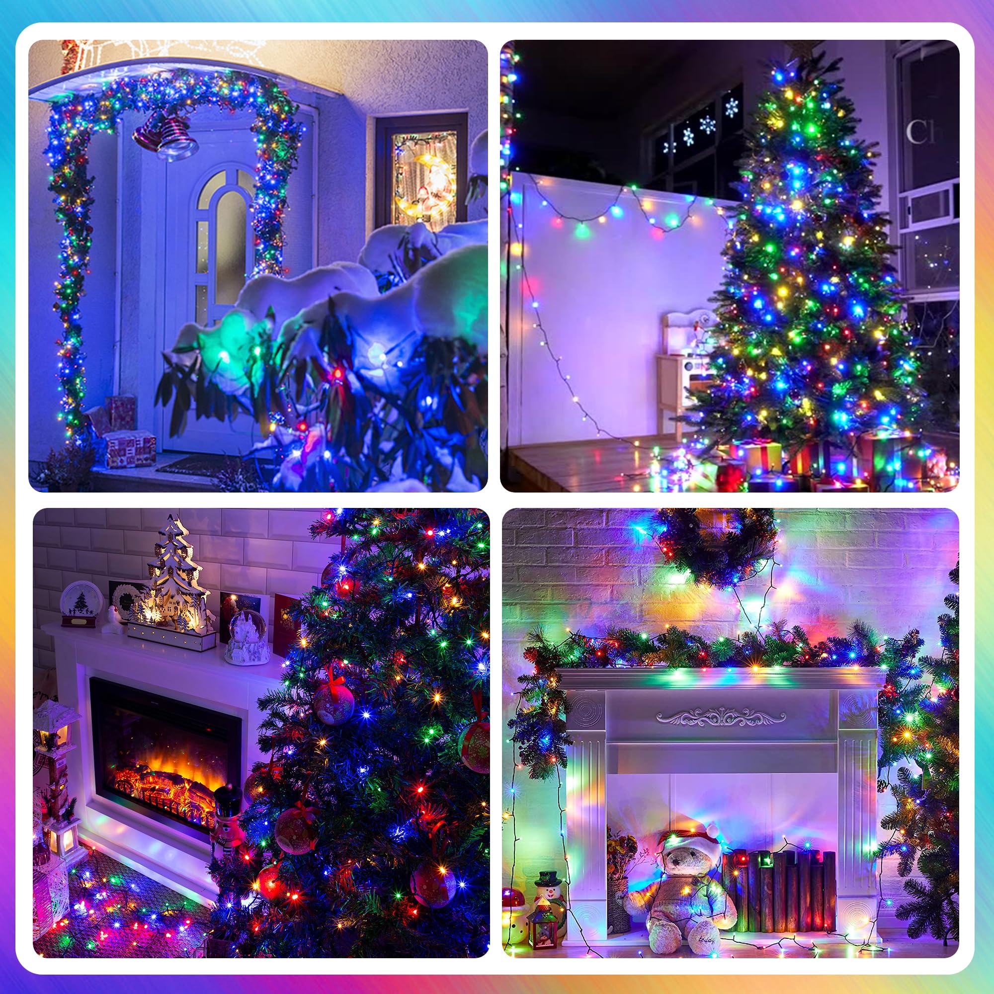 Weillsnow 328 FT 1000 LED Christmas String Lights, Multicolor, Remote & Timer, Waterproof, 8 Modes, Model HB-1000COI
