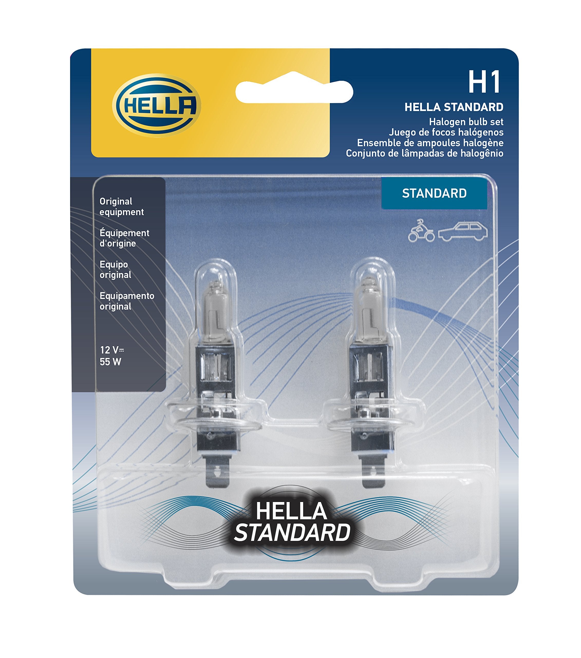 HELLA H1TB Halogen Bulbs - 12V 55W Standard Size, Multi Color, Glass Material
