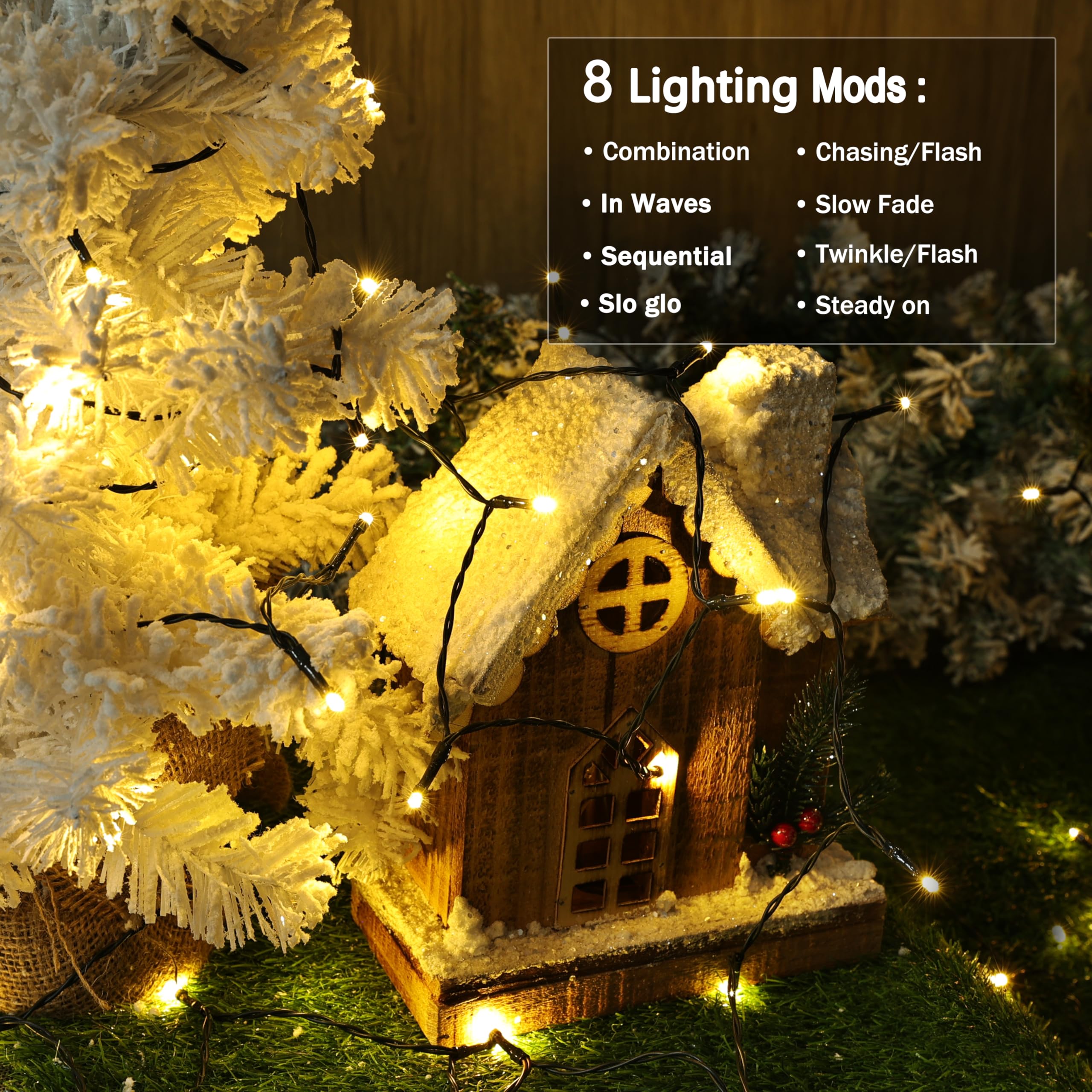 Battery Operated Christmas Lights - 2 Pack Total 33Ft 100 Led Battery String Lights 8 Modes Waterproof With Timer For Home  Garden  Party  Holiday  Christmas Tree Decoration (Green Wire  Warm White)