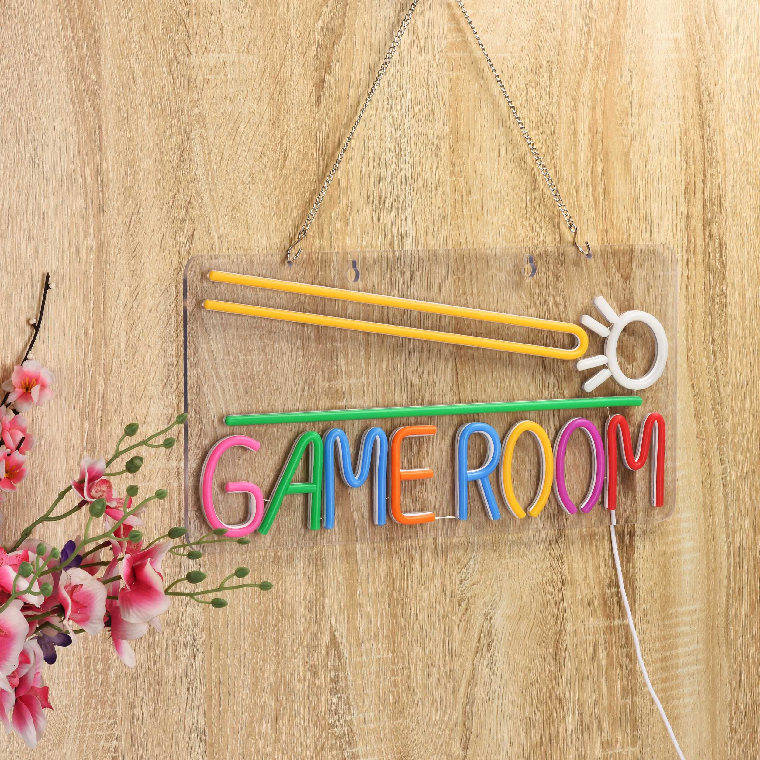 Roouneon LED Neon Light Sign for Game Room, Billiards, Dimmable, Green+White, Acrylic, Model LED-GR Billiards