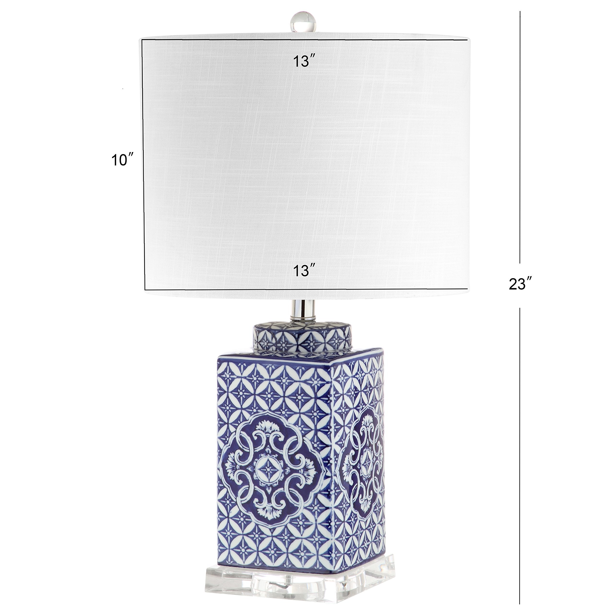 JONATHAN Y Choi 23" LED Table Lamp, Blue/White Ceramic, Model JYL3006A, Traditional Bedside Desk Light for Bedroom, Living Room, Office