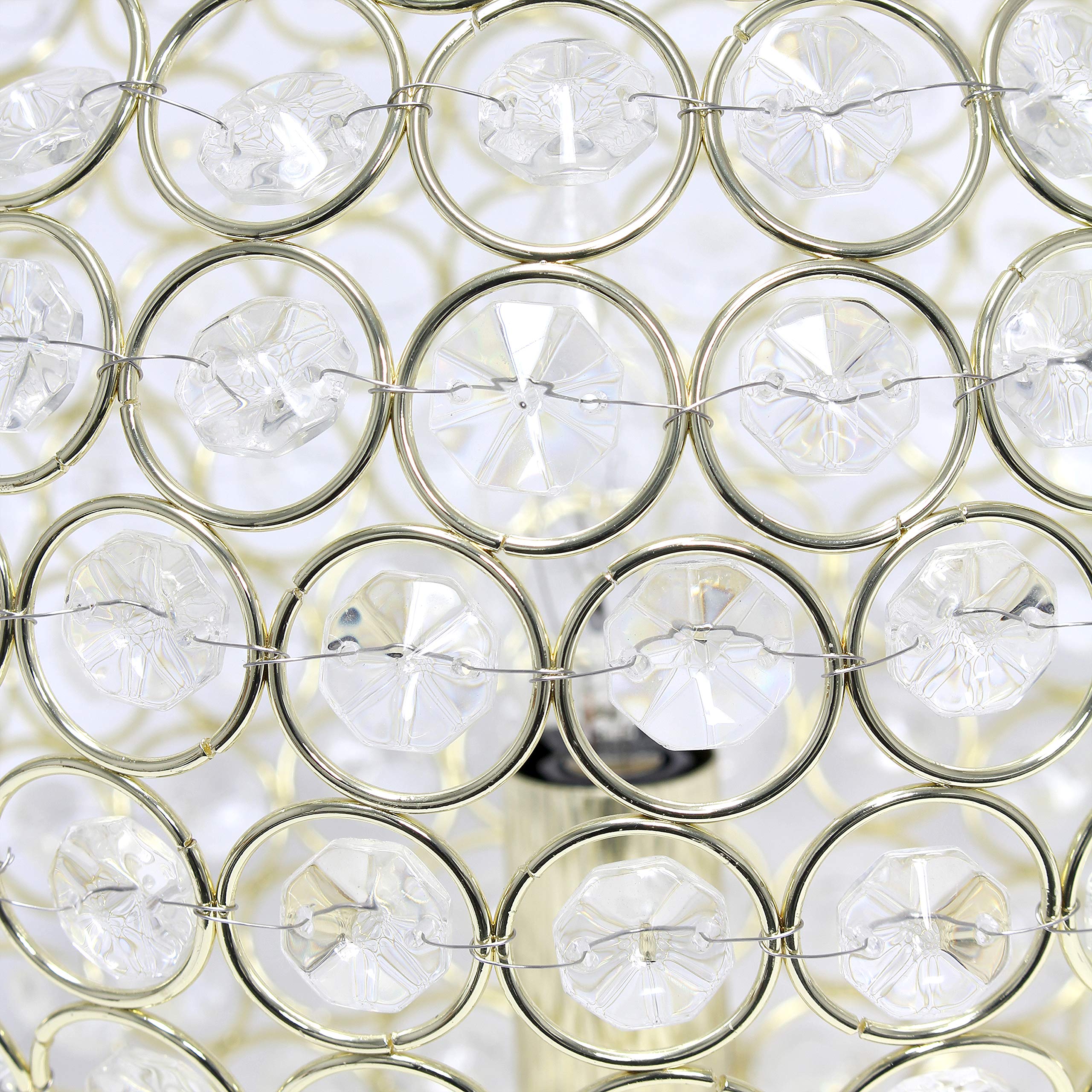 Elegant Designs Lt1067-Gld 10&quot; Elipse Crystal Collection Metal Crystal Ball Sequin Table Desk Lamp For Accent Lighting, Décor, Living Room, Gold