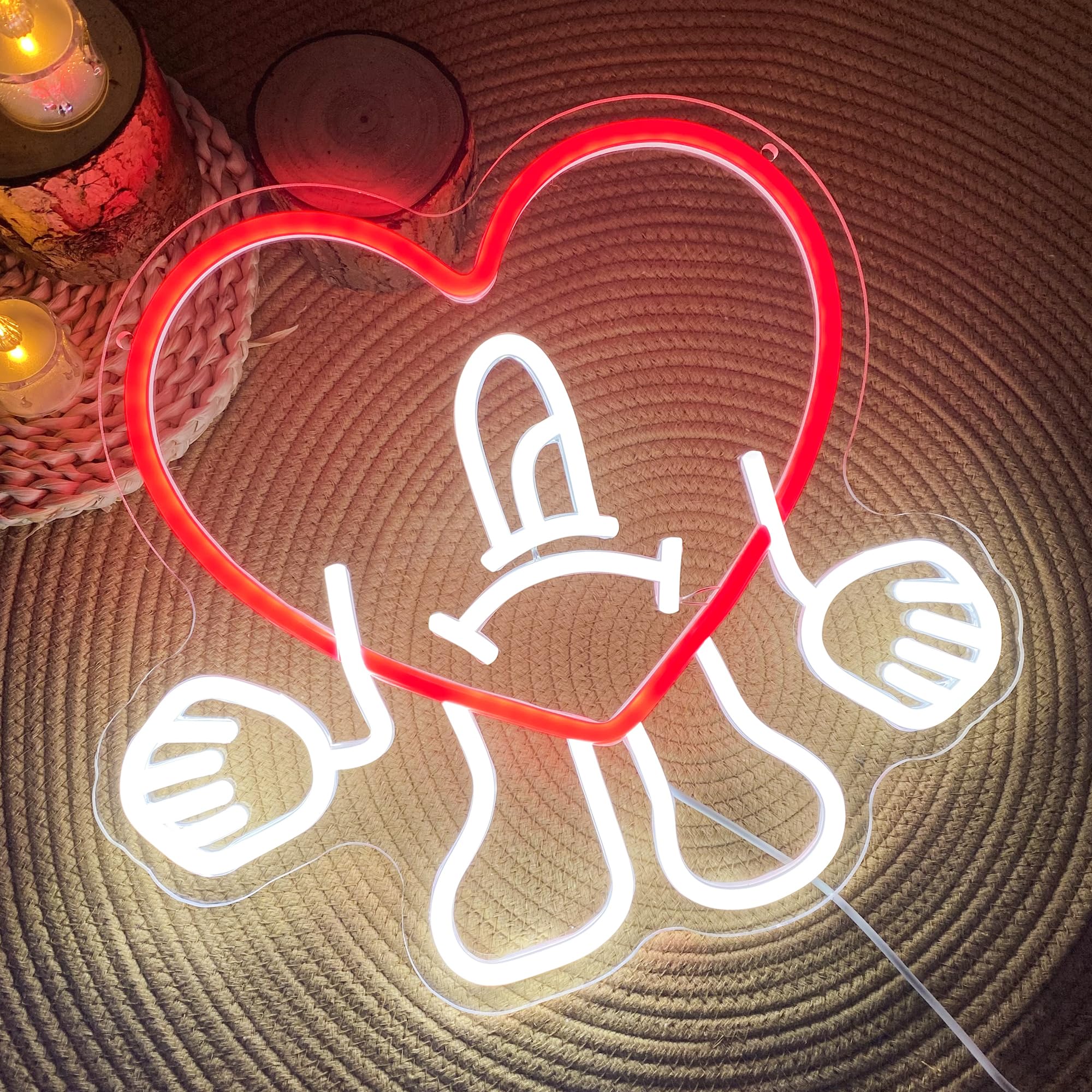 Bad Hip-Hop Bunny Neon Sign, Heart Shape Bunny Music Singer Merch Neon Light Signs for Wall Decor Kids Fans Valentinas Christmas
