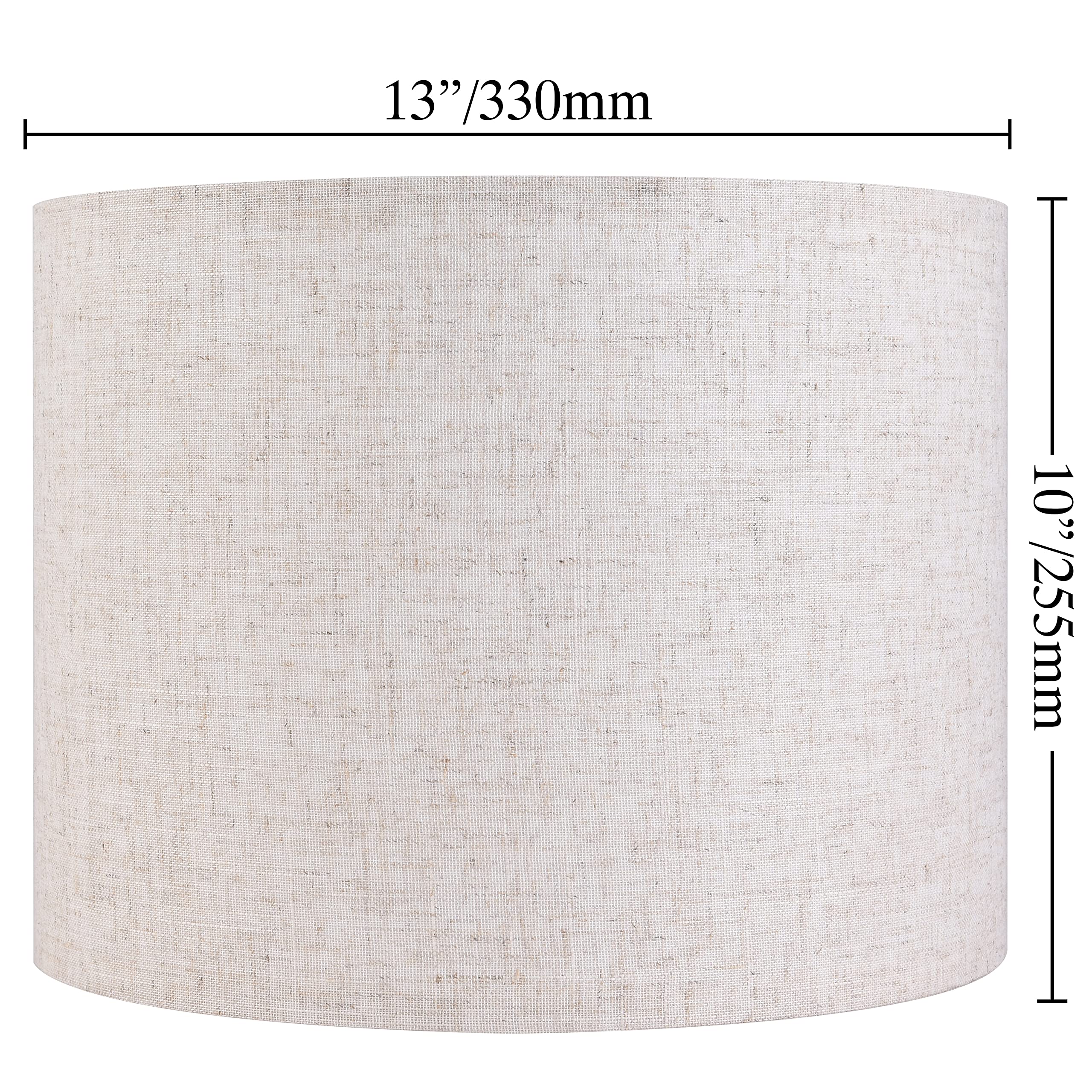 Set Of 2 Drum Lampshades For Table, Floor & Bedside Lamps - 13 * 13 * 10 Inch, Medium Beige Gray Shades - Natural Fabric Spider