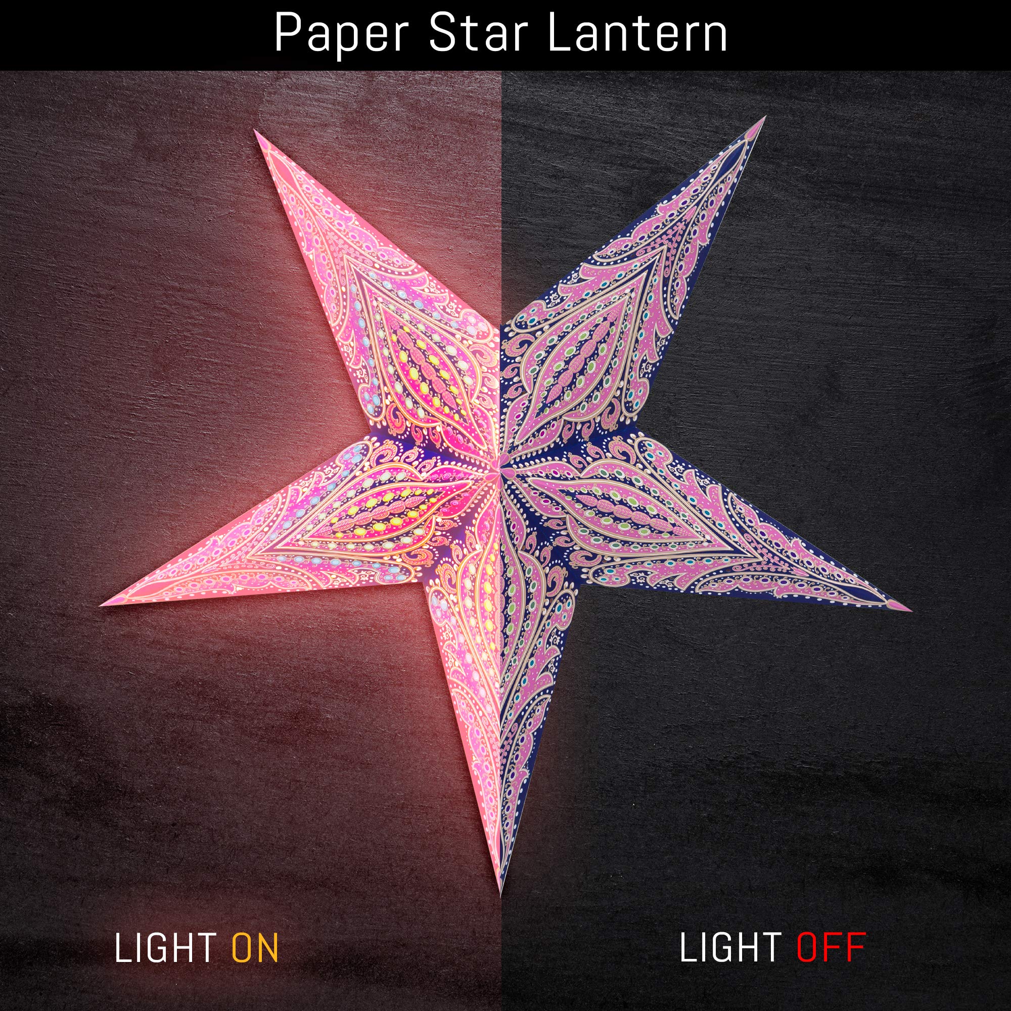 Galaxyarts Paper Star Lantern - Queen Design, Blue Pink, Medium Size