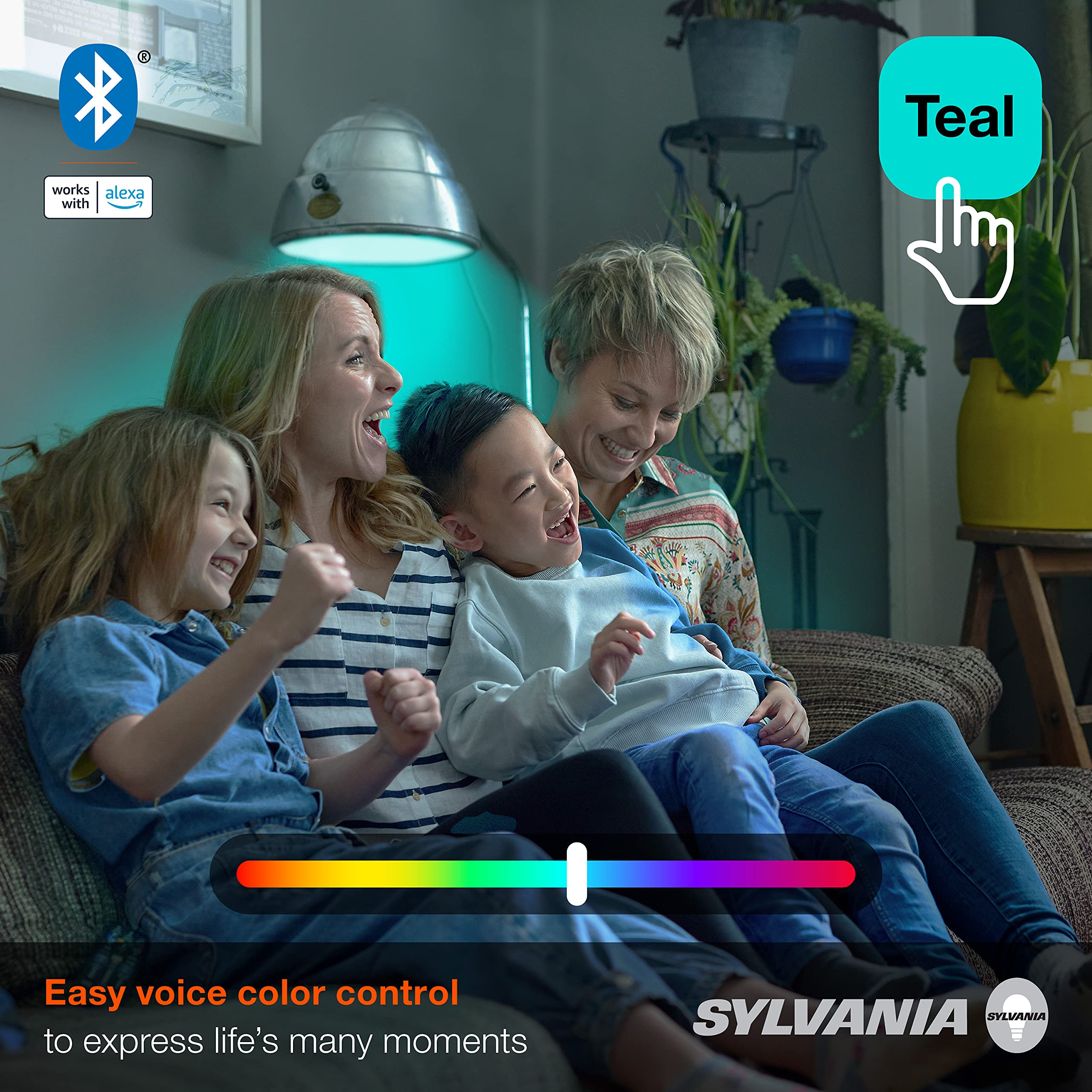 Sylvania Smart Light Bulb, Bluetooth Mesh Led Bulb, Compatible With Alexa & Google Home, A19, 60W Equivalent, E26, Rgbw Full Col