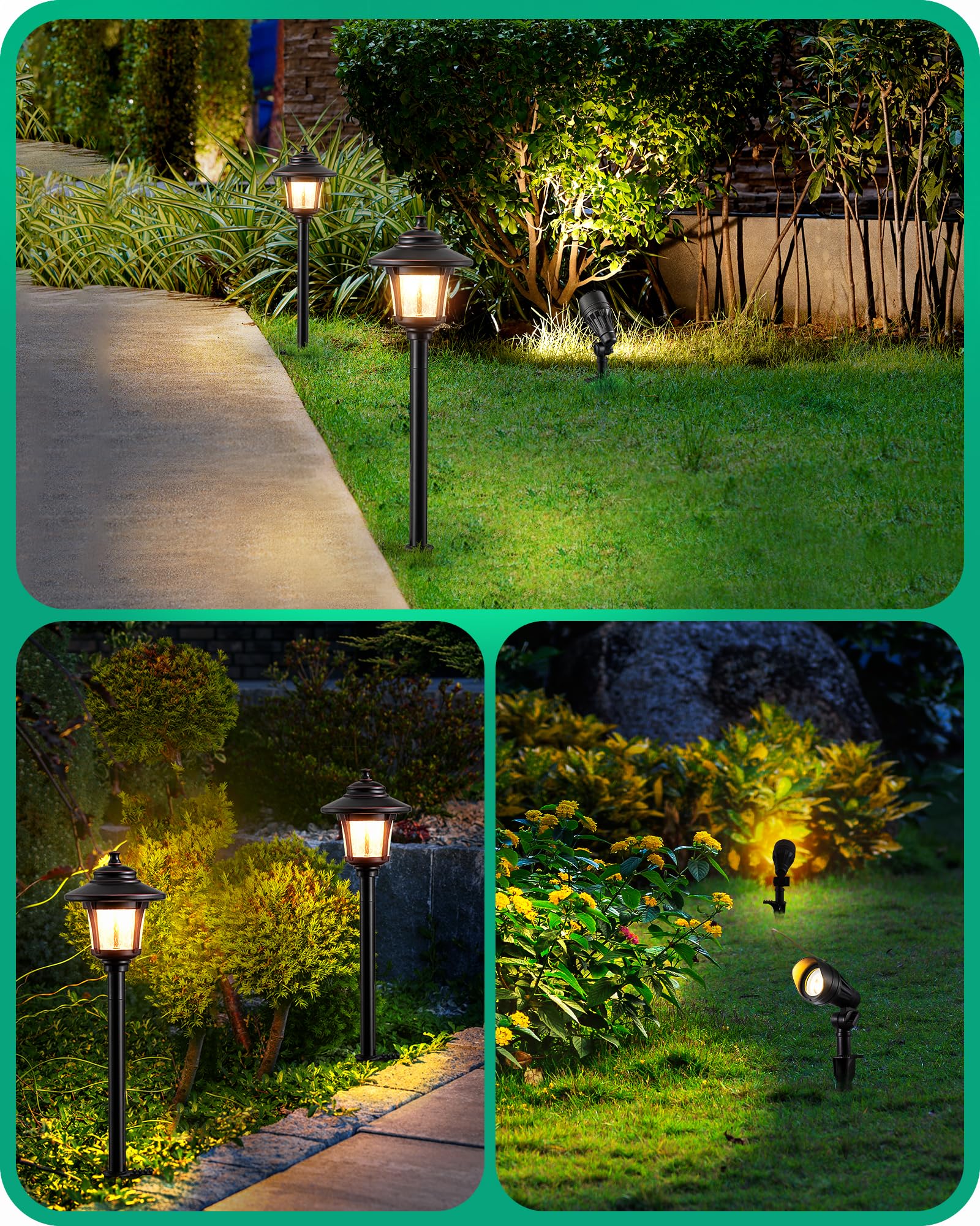 Edishine Low Voltage Landscape Lights Kit  3W 120Lm Led Pathway Lights & 3.2W 240Lm Spotlights  Seed Glass  12V Outdoor Landscape Lighting With Connectors  Aluminum Landscape Light For Garden Yard