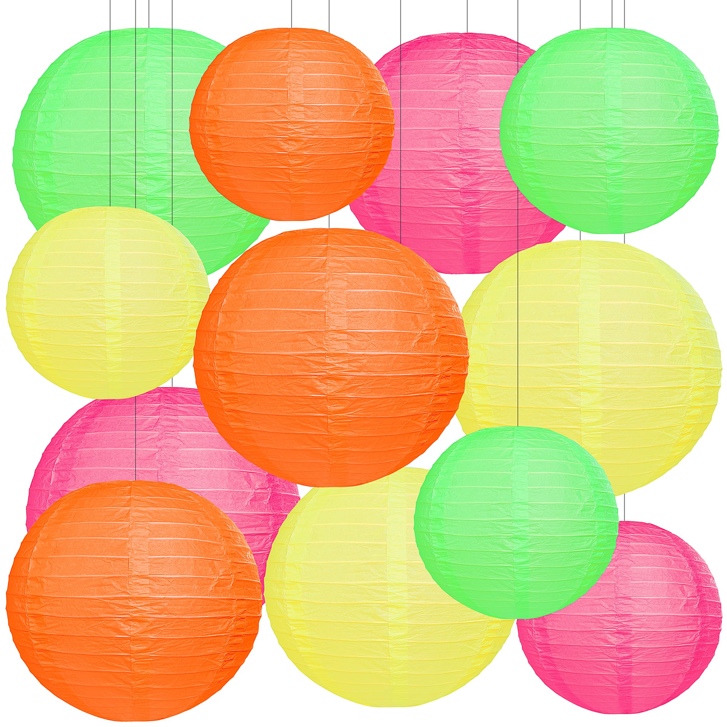 12 Pcs Neon Party Decorations Tropical Party Decorations Colorful Paper Lanterns 10 In Decorations For Wedding Home Supplies (Ne