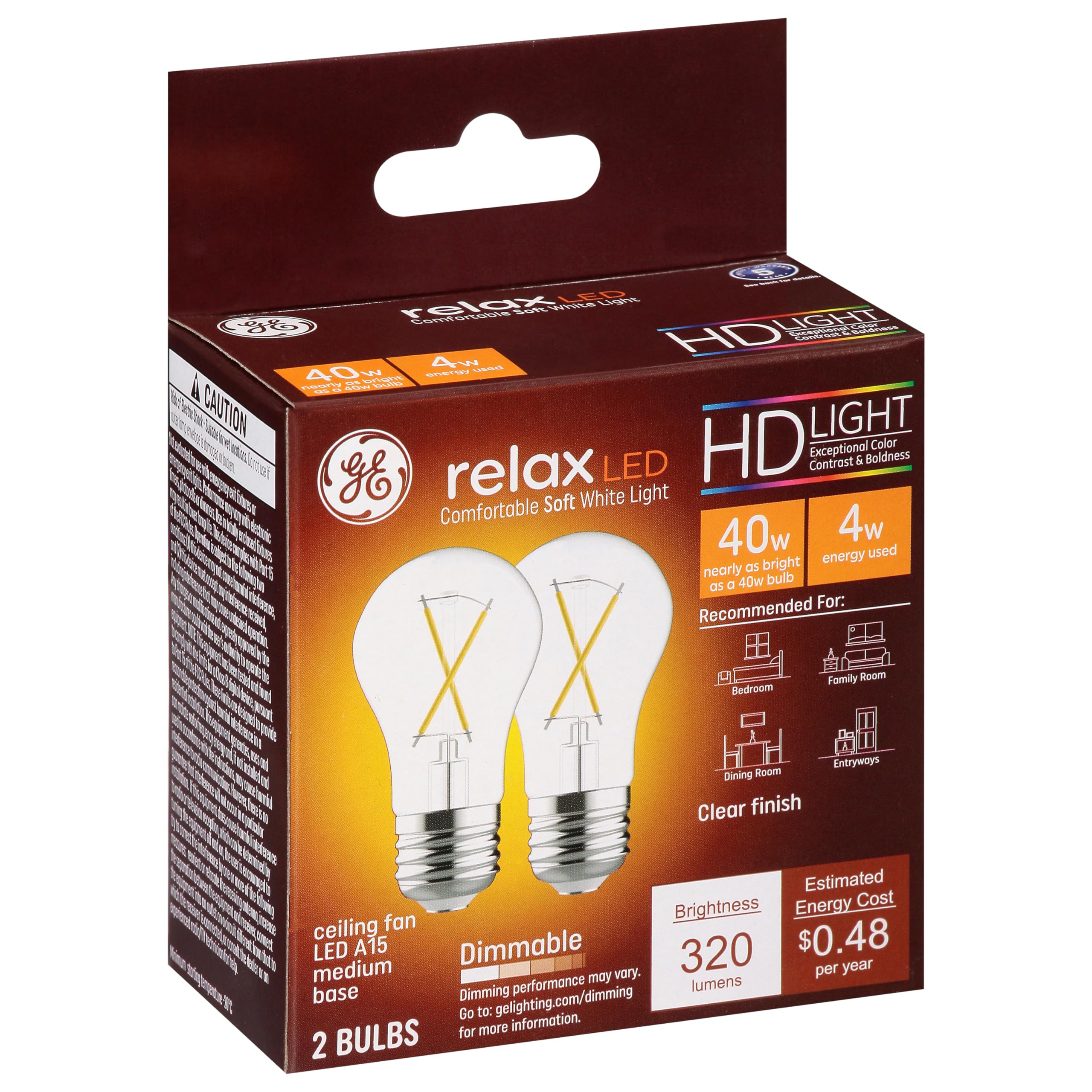 Ge 31313 A15 Relax Hd Led Light Bulb, 4 Watts