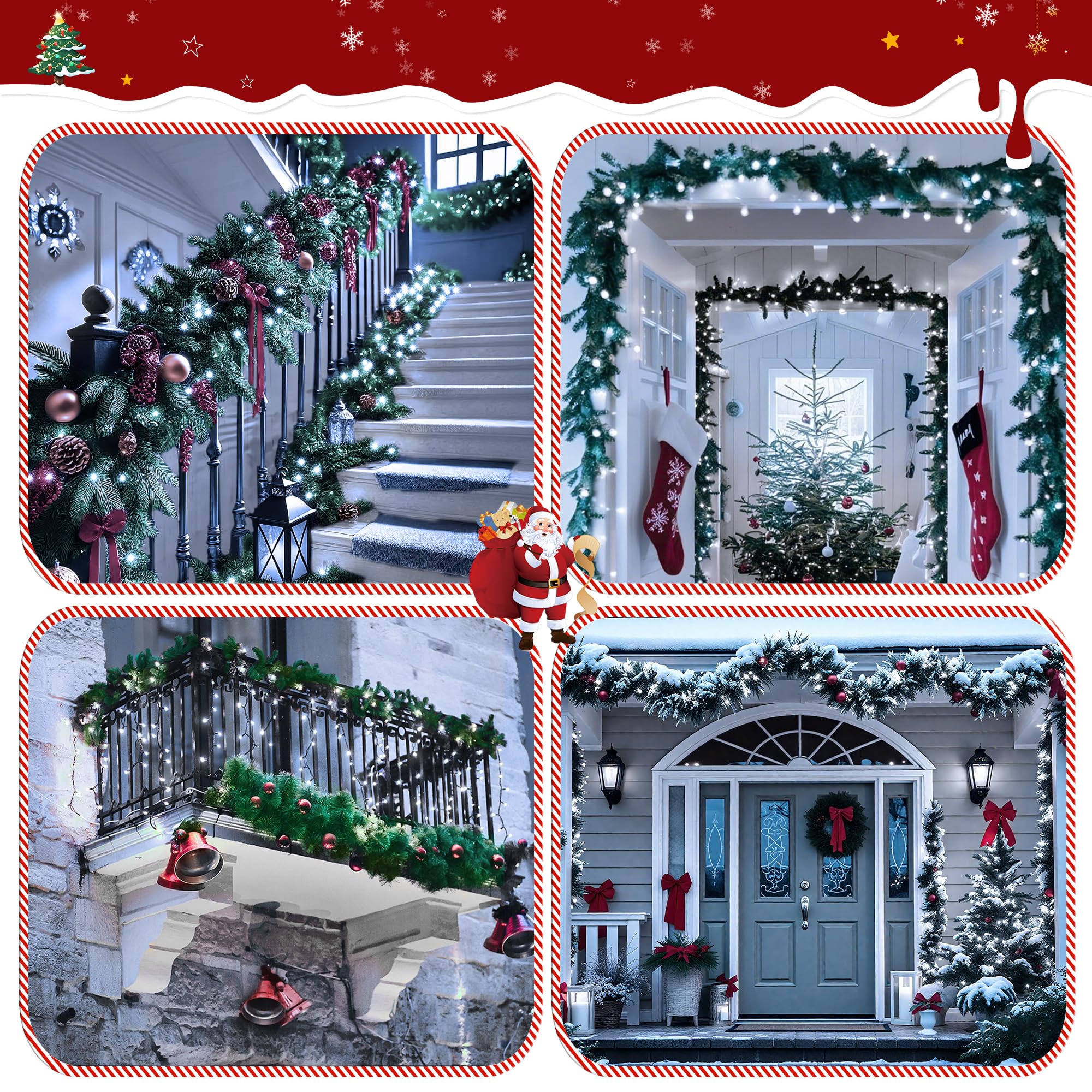 Ccinny 394Ft 1200 Led Christmas Lights Outdoor  White Christmas Tree Lights Plug In  8 Modes Twinkle String Light For Bedroom Wedding Party Ceiling Xmas Home Decoration