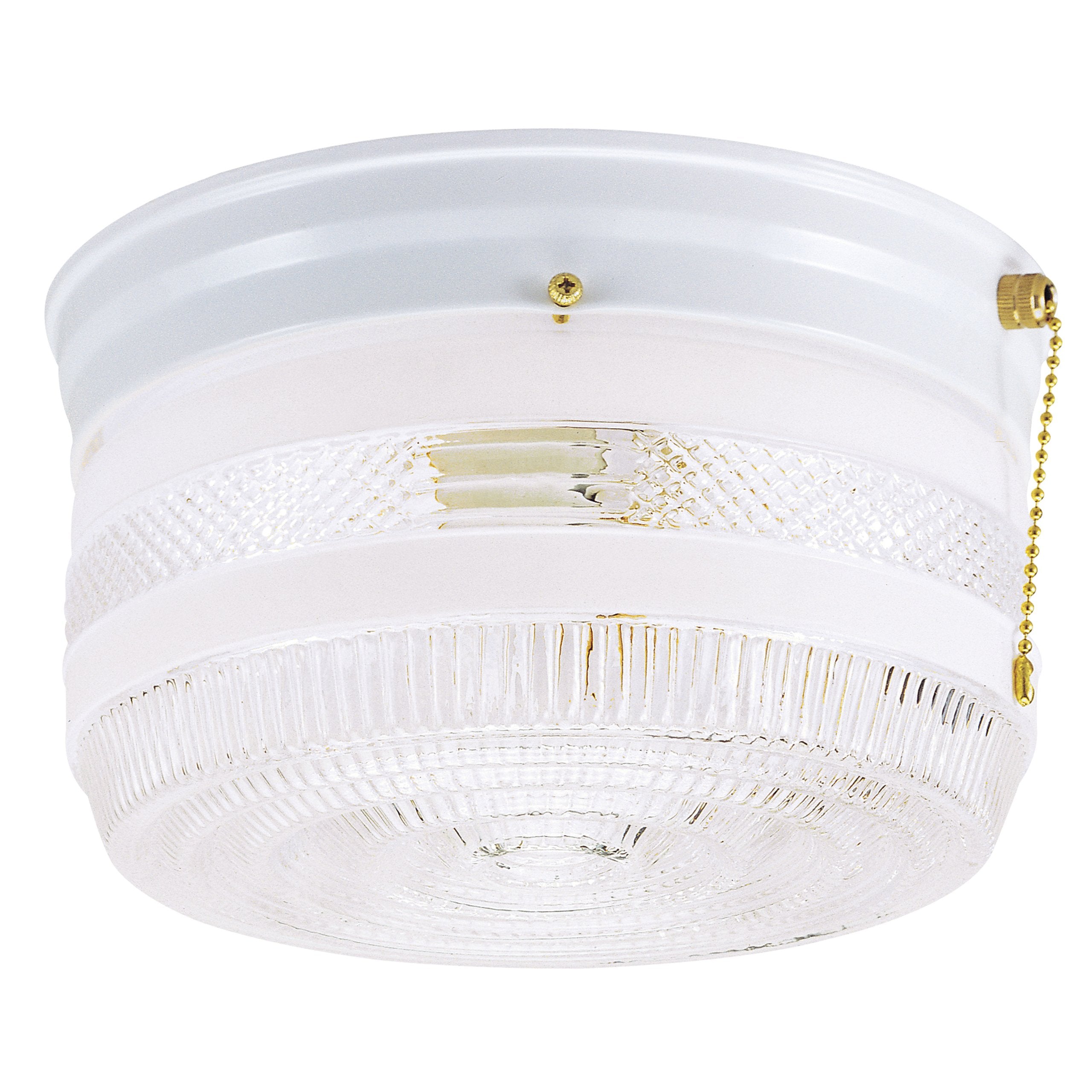 Westinghouse Two-Light Ceiling Fixture, 8.75in w/Pull Chain, White Finish, Glass, Model 6734500