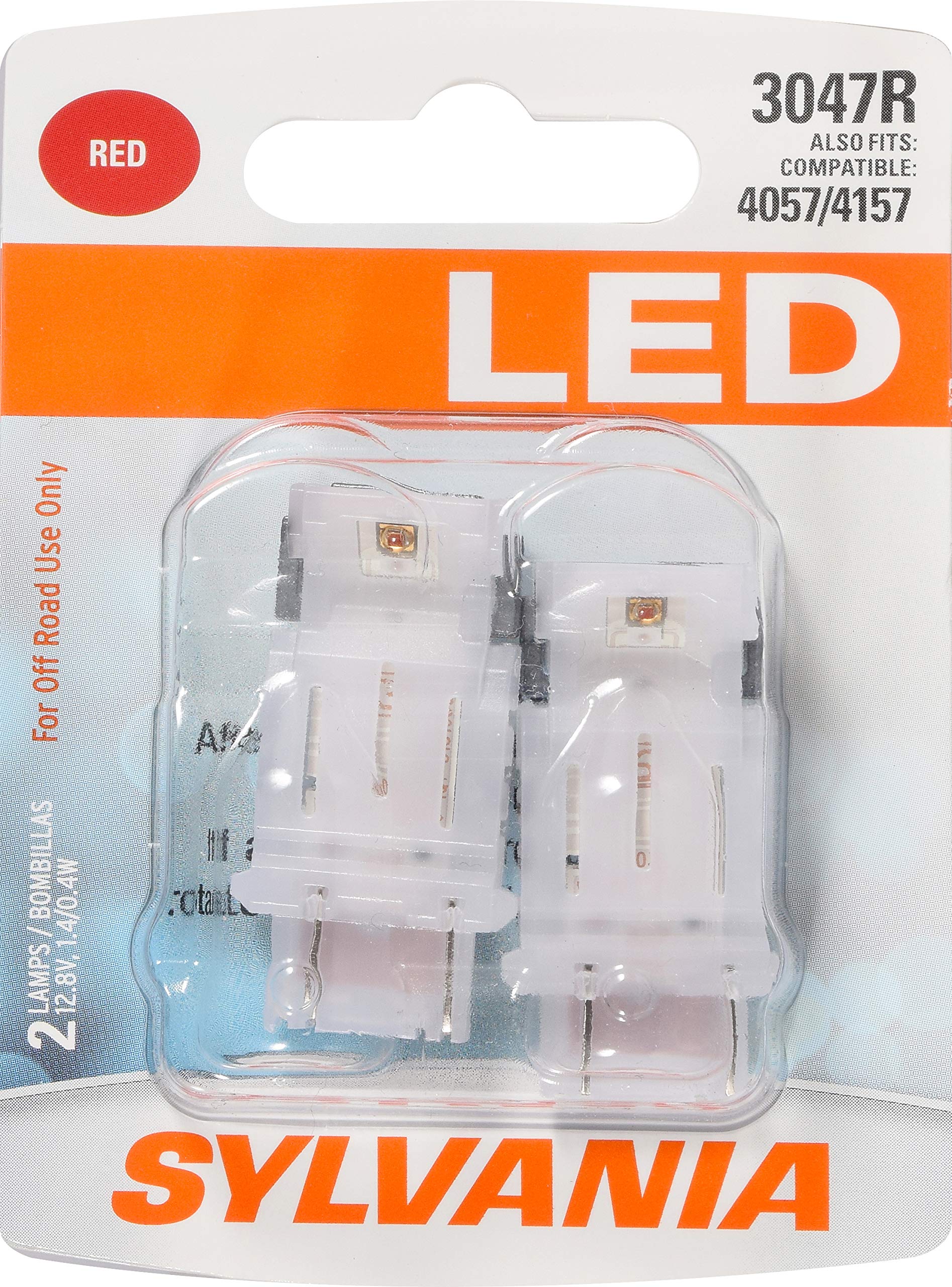 SYLVANIA 3047 LED Mini Bulb - Red, Ideal for Stop and Tail Lights, Contains 2 Bulbs