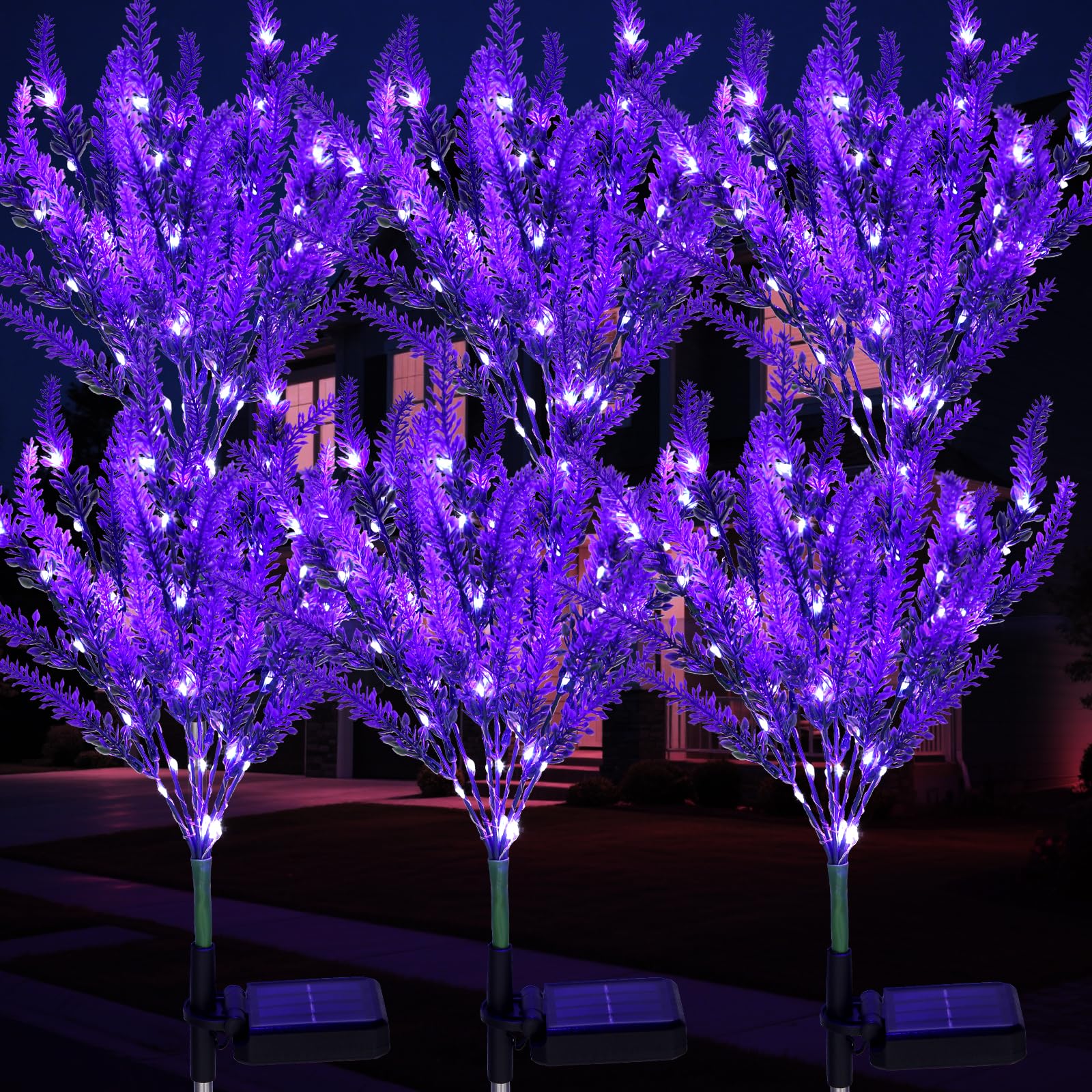 Lavender Solar Garden Lights, 6 Pack Outdoor LED Flowers