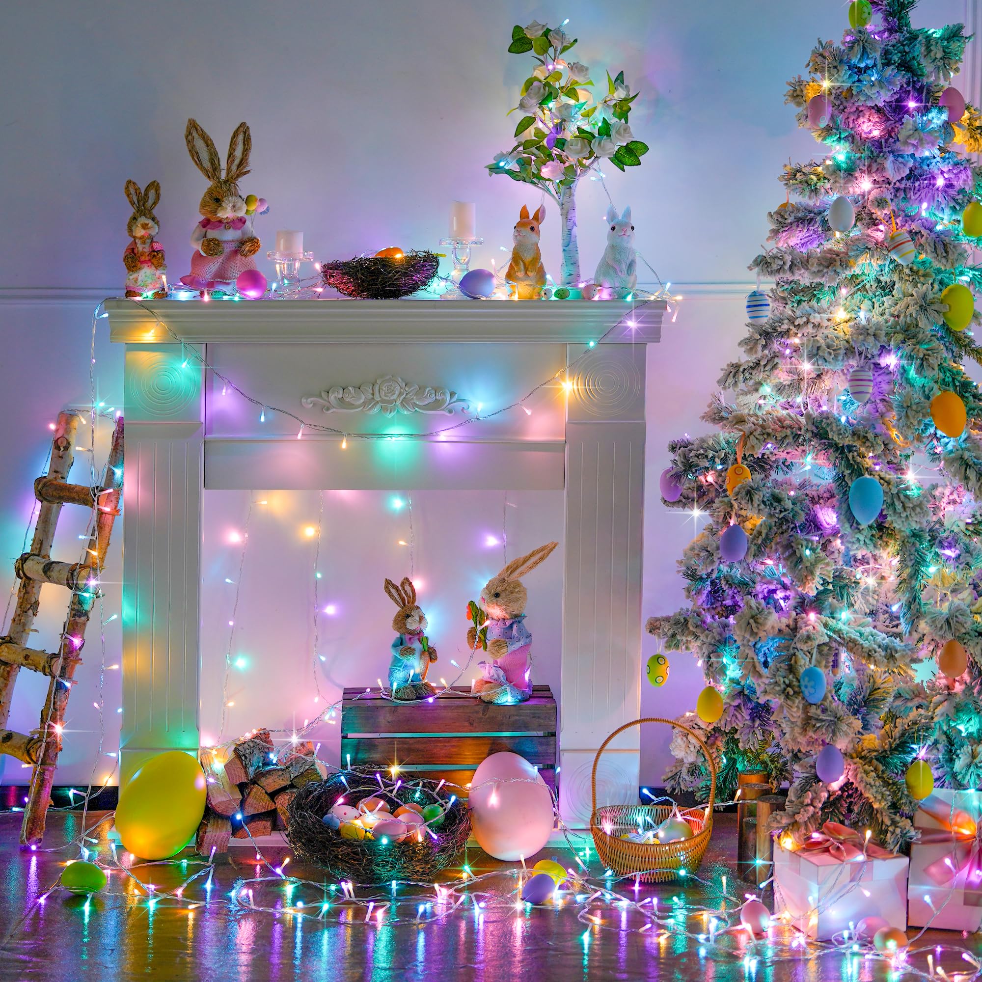 Jmexsuss Multicolor Easter Lights Clear Wire Outdoor Indoor, 600 Led Multicolor Easter String Lights,168Ft Colorful Christmas Lights Plug In For Bedroom Tree Room Party Easter Decorations