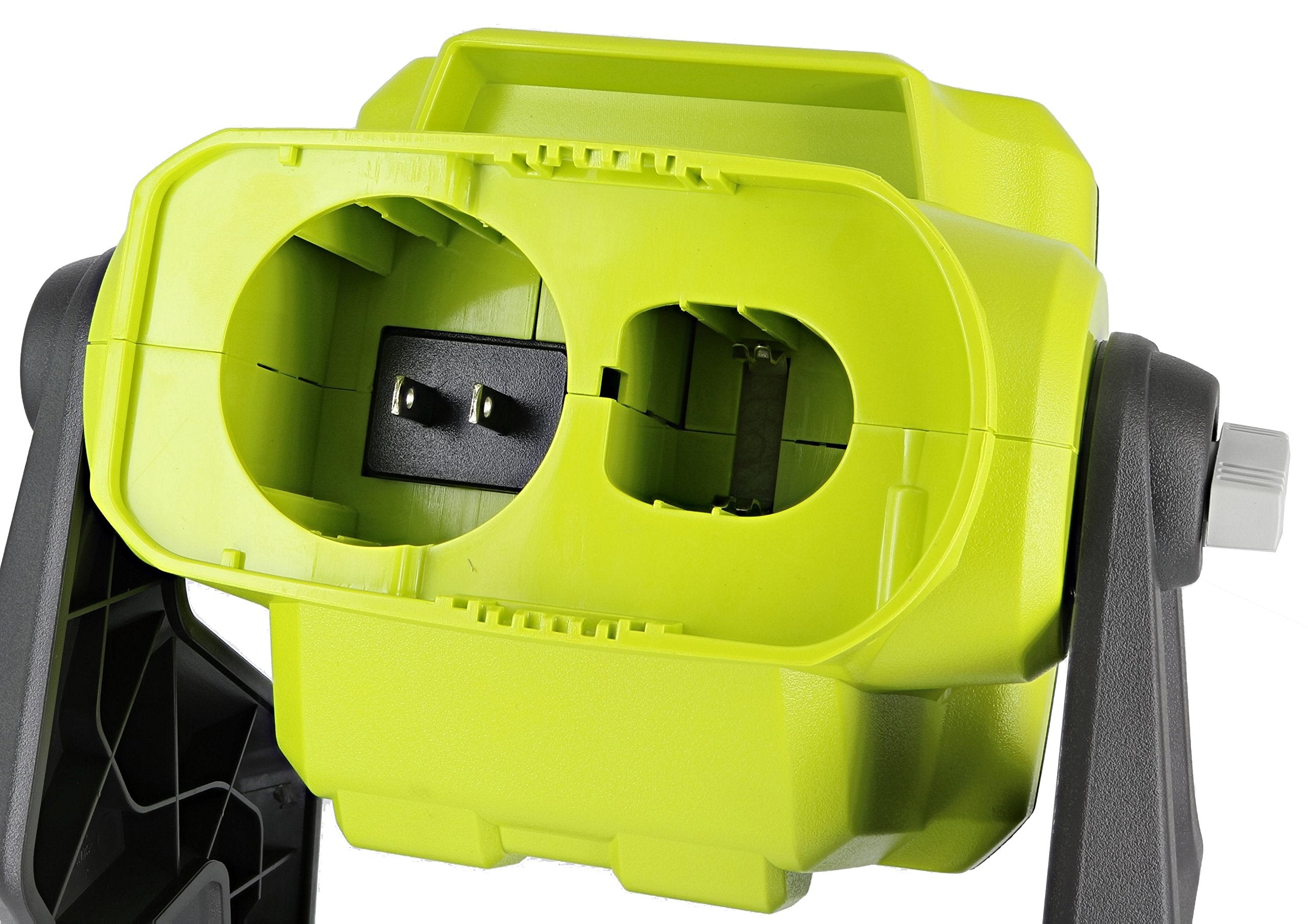 RYOBI P721 LED Work Light - 1,800 Lumen, Hybrid AC/Li-Ion, Metal, Green/Grey, Flat Standing, Mounting Options, Battery Not Included