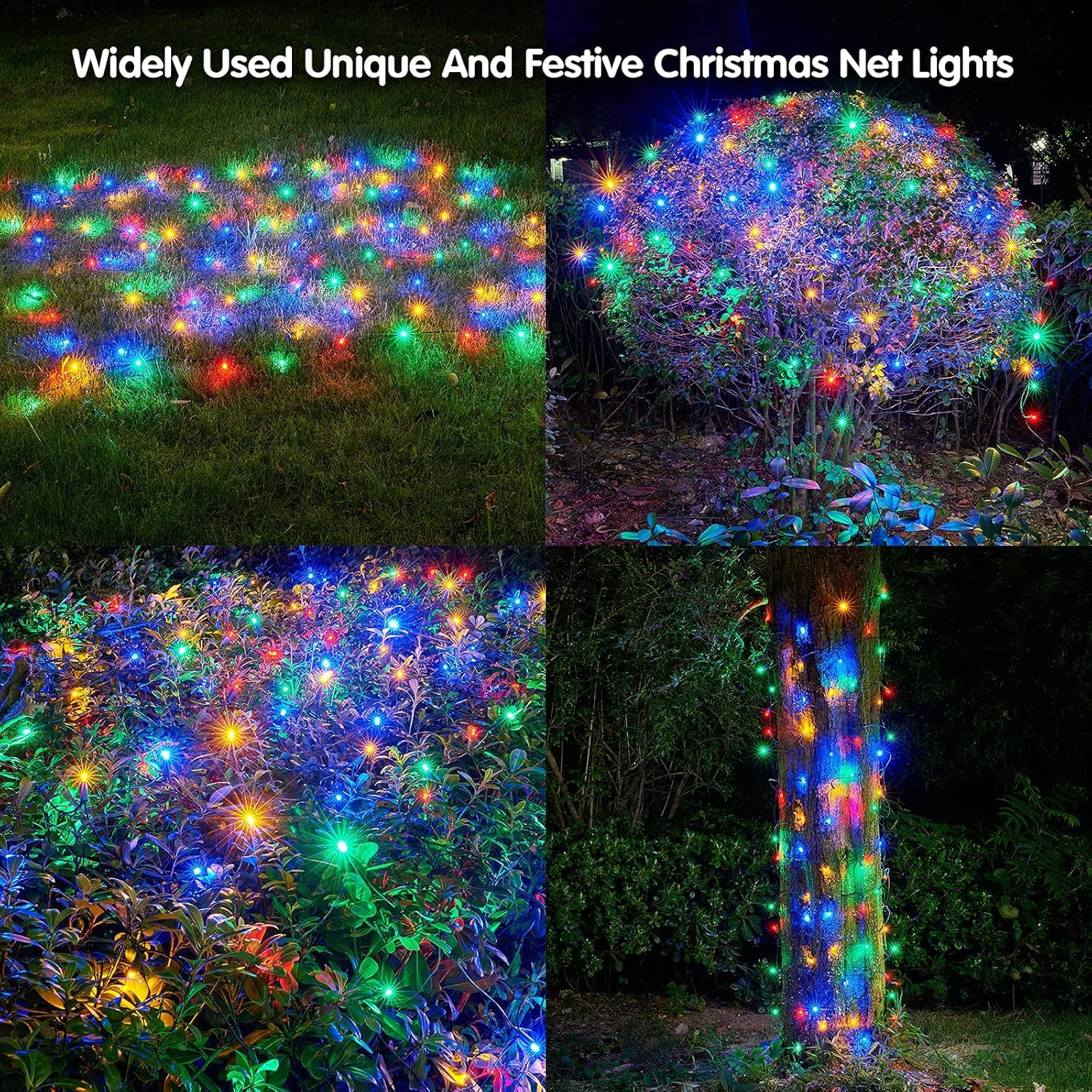Dirnun Led Christmas Net Lights Outdoor Multicolor 160Led 5Ftx7Ft, Waterproof Indoor Fairy Mesh Lights For Party, Yard, Patio, T