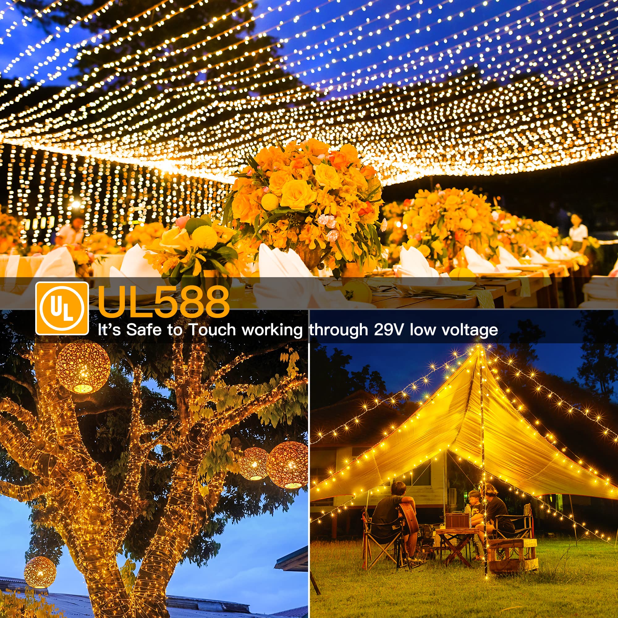 Ollny 800Led Warm White Outdoor Christmas Lights, Waterproof Dimmable Fairy Lights With Remote, Model Hg-29V802C