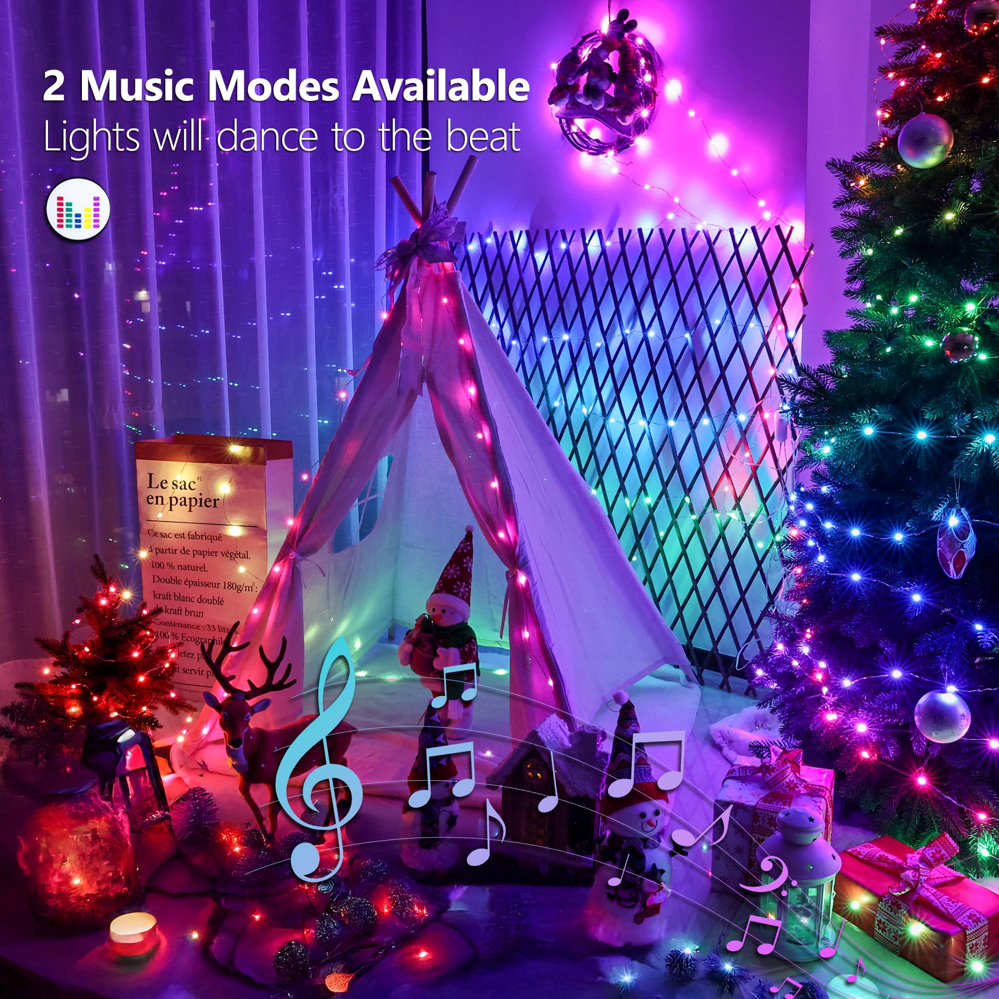 BrizLabs Color Changing Fairy Lights, 66ft, 200 LED, Copper, Model JT-DC050V2000-D, USB+Adapter, Indoor Xmas Halloween Decor