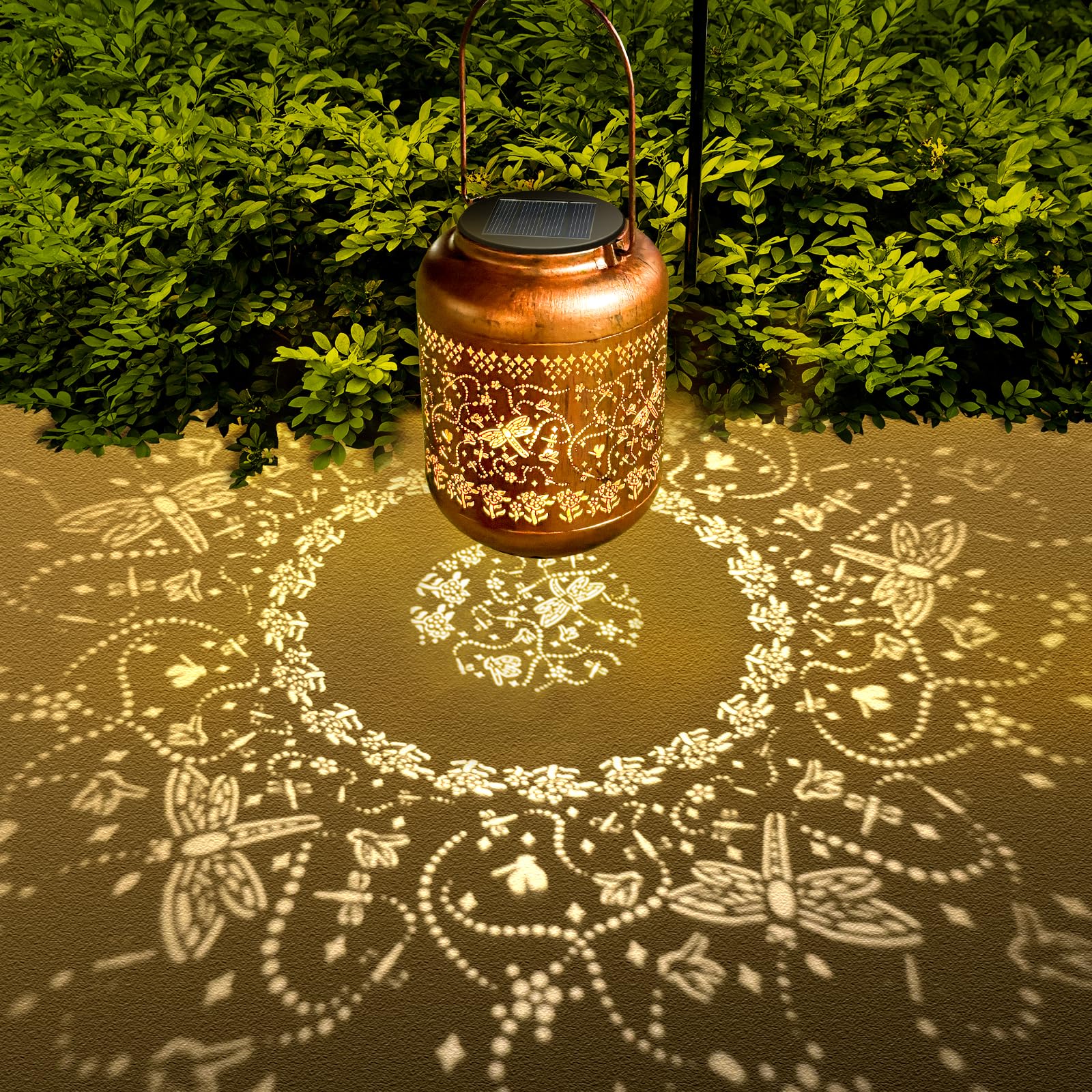 JOINOW Solar Lanterns - Bronze Dragonfly Design, Waterproof Hanging Garden Decor for Outdoor Yard, Patio & Pathway - Perfect Gift for Women, Mom, Grandma