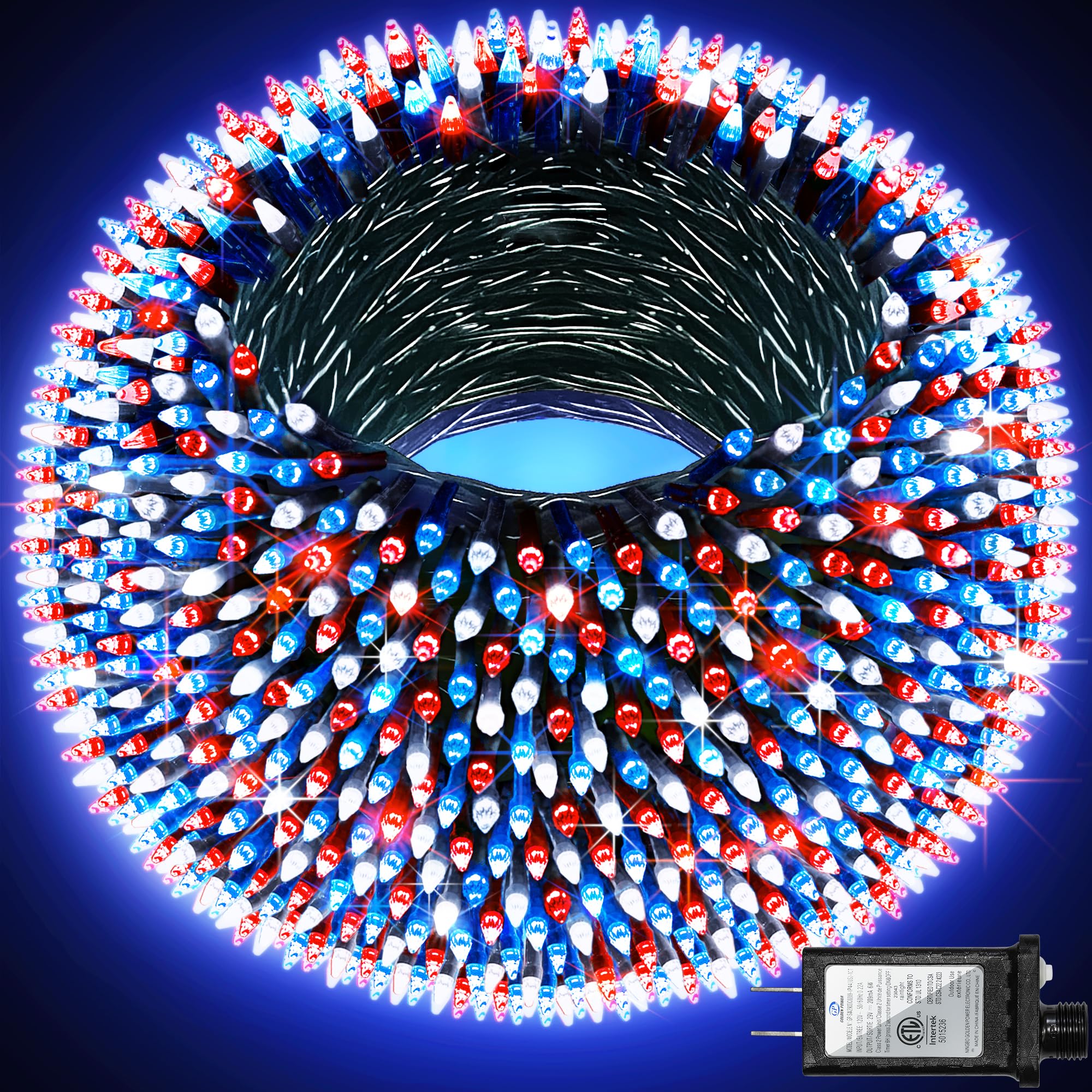 300Led Christmas Lights Outdoor Indoor Use  12 Lighting Modes 75Ft Christmas Tree Lights With Timer  Dimmable Plug In Red White And Blue Led Stringlights Waterproof For Yard Tree Wedding Party Holiday
