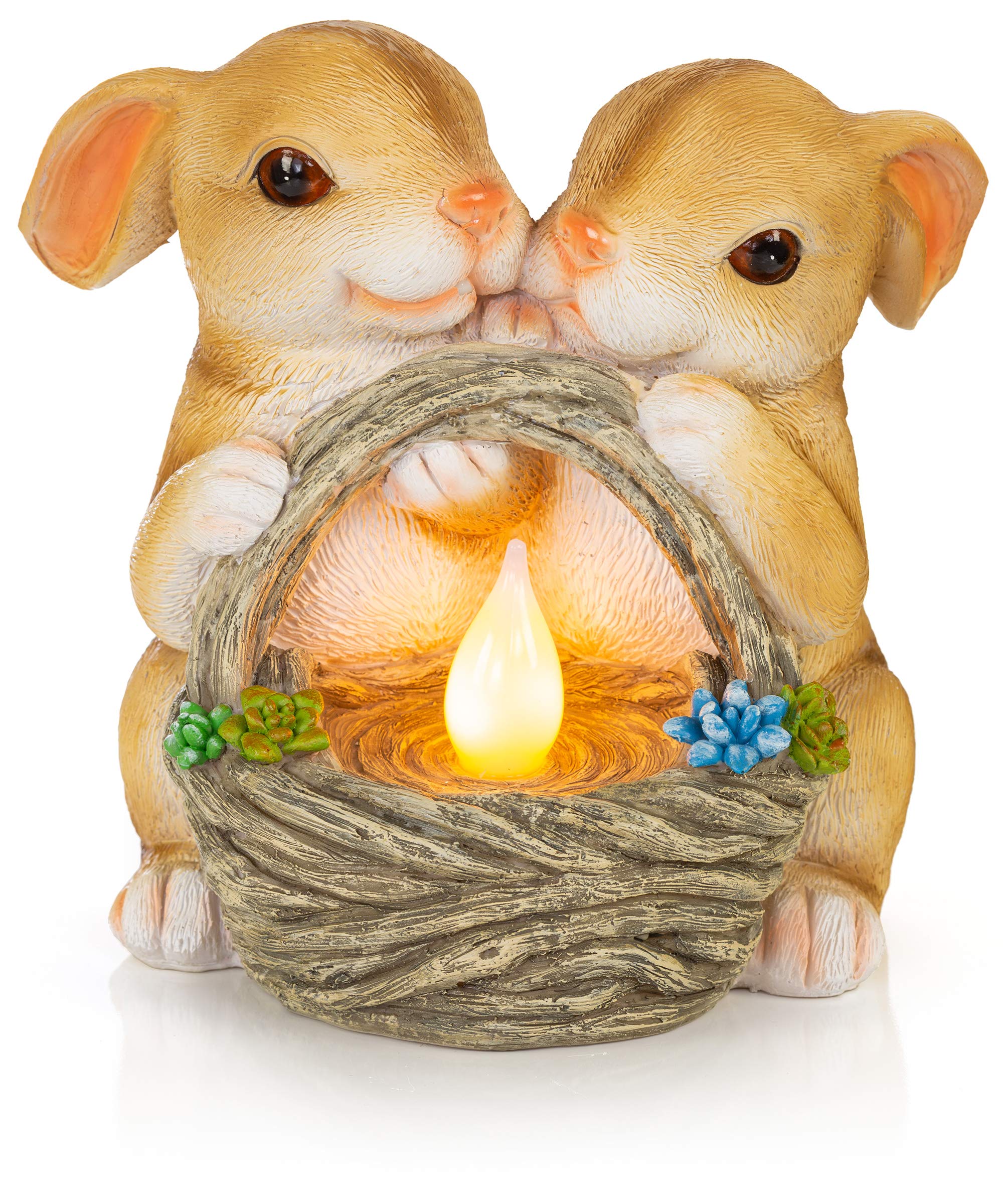 VP Home Bunny Rabbits Solar Powered LED Outdoor, Light Solar Garden decor garden statue rabbit Decor Solar Statues for Yard and