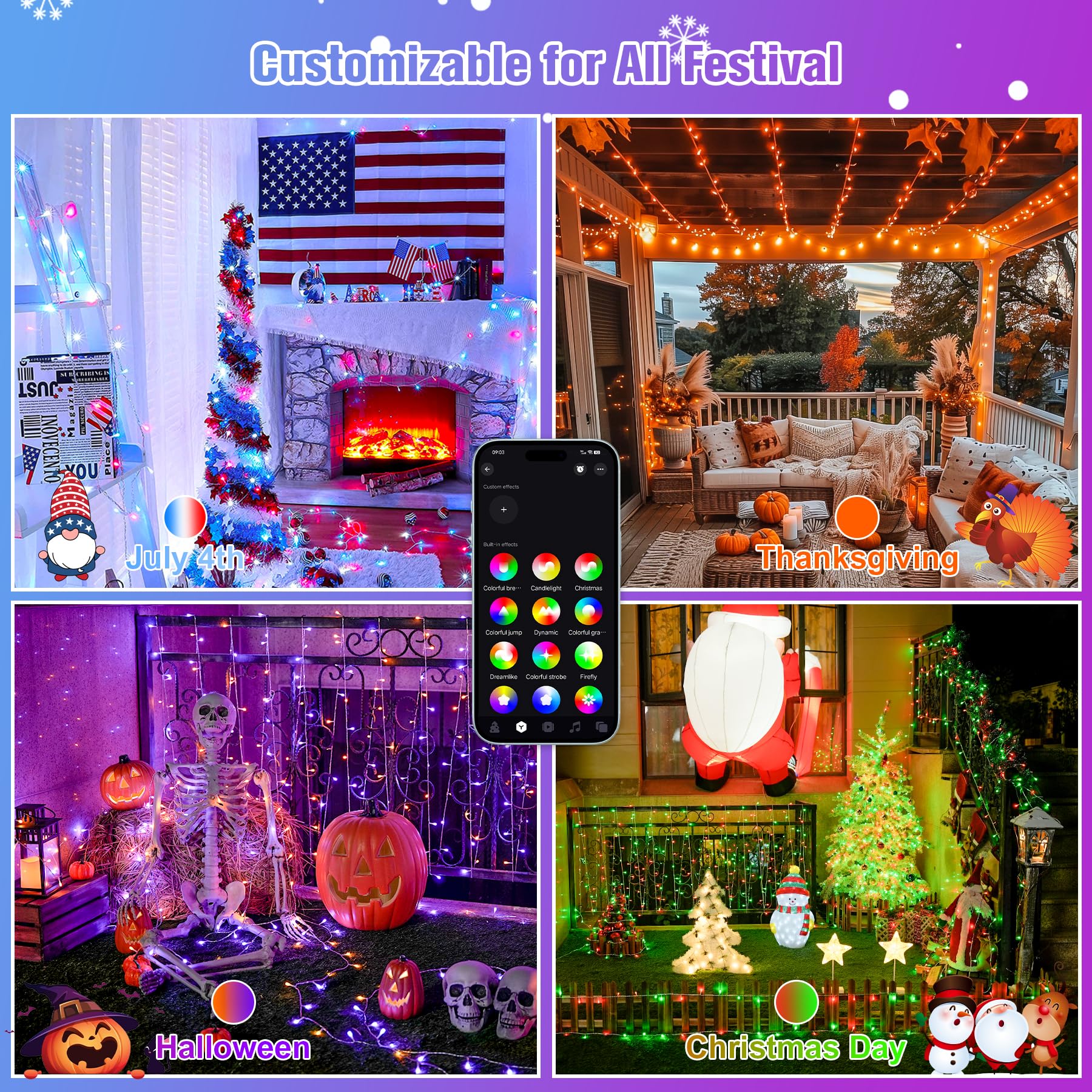 JMEXSUSS 600 LED RGB String Lights, Indoor/Outdoor Clear Wire, Model EXS-S-0600, Ideal for Christmas, Birthday, Party Decorations