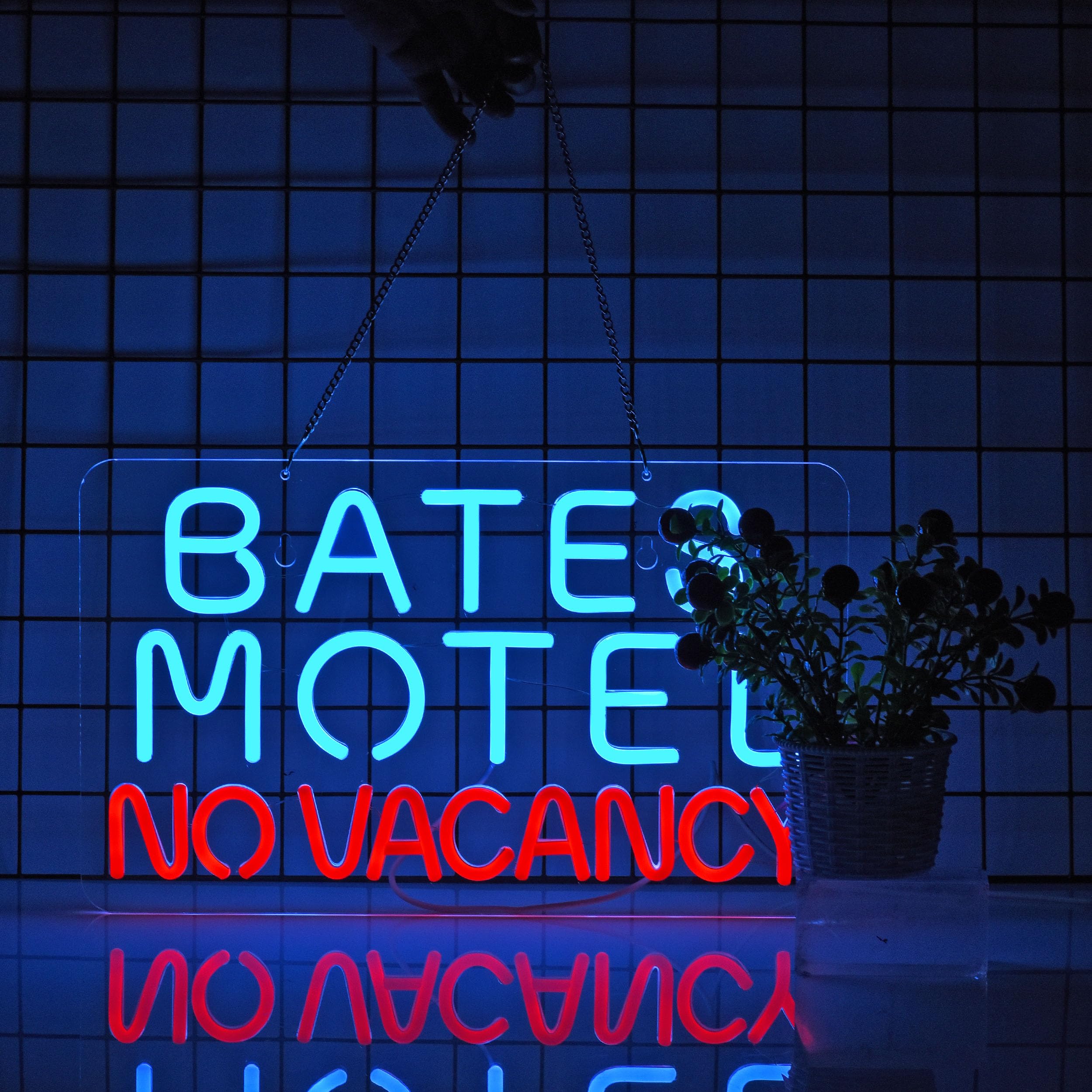 Geewkooy Dimmable LED Neon Sign, USB Powered Wall Decor, 17x10 inches, Blue+Red, Acrylic