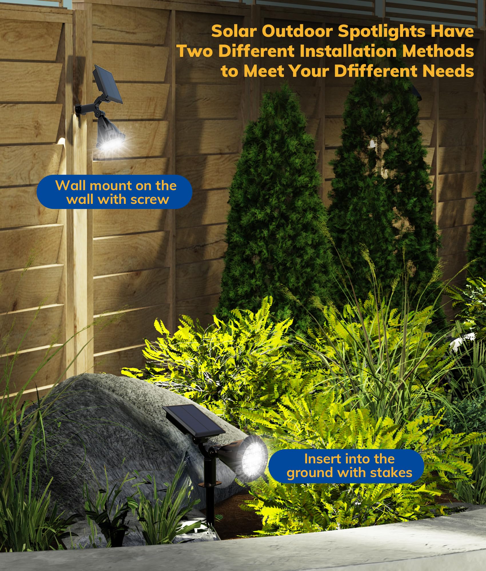 NBKLS Solar Spot Lights - 21 LED Outdoor Lights, 4 Pack, Waterproof, Auto On/Off, White, Model WHITETY002YDD