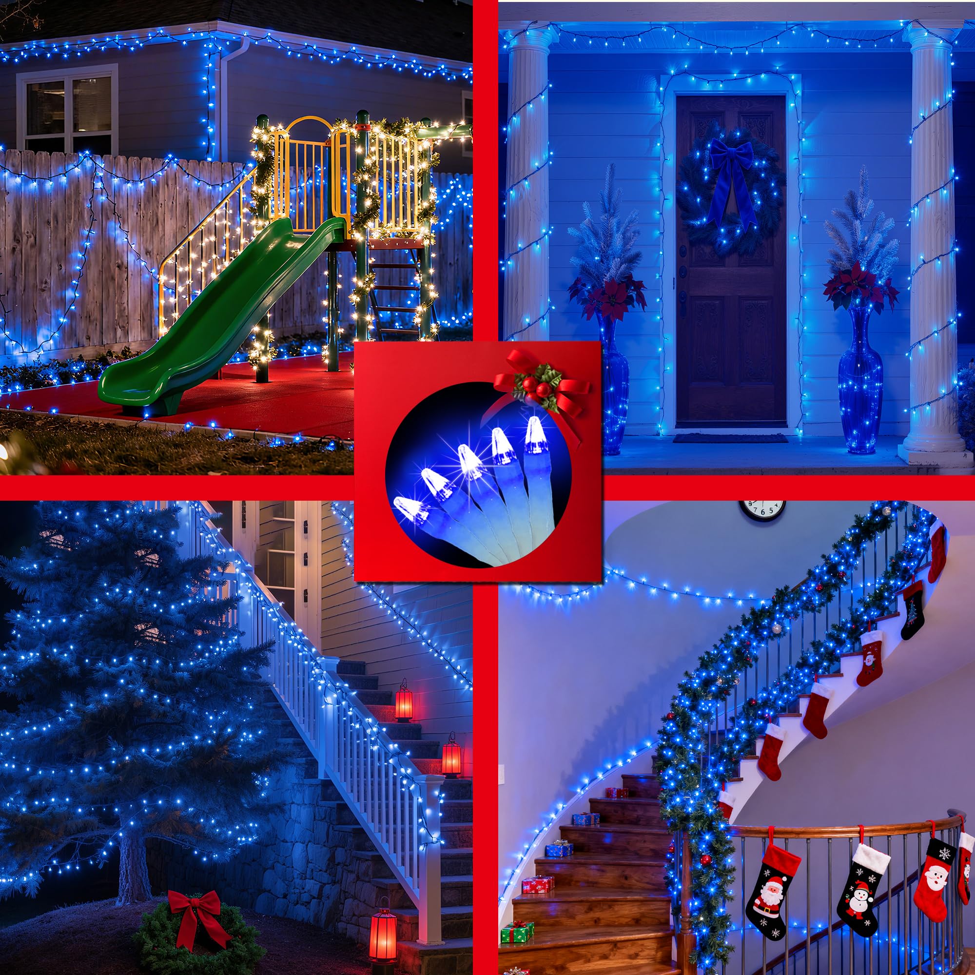 Xikengshq 1500Led Christmas Lights Outdoor Use  470Ft 12 Modes Blue Led String Lights With Timer Dimmable  Waterproof Christmas Tree Lights For Xmas Patio Yard Fence Balcony Garden Party Decor Blue