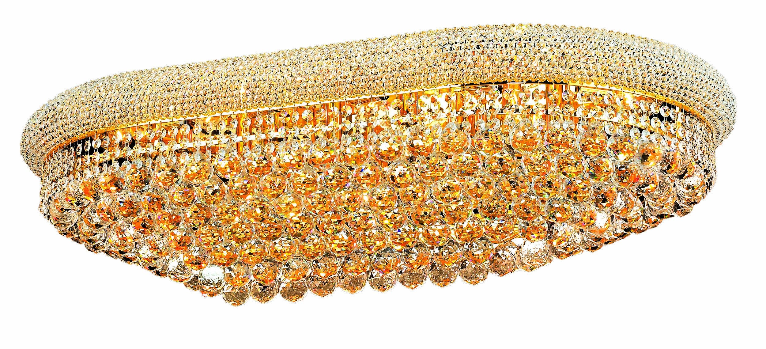 Elegant Lighting 1800F40SG/RC Royal Cut Clear Crystal Primo 24-Light, Single-Tier Flush Mount Crystal Chandelier, Finished in Gold with Clear Crystals