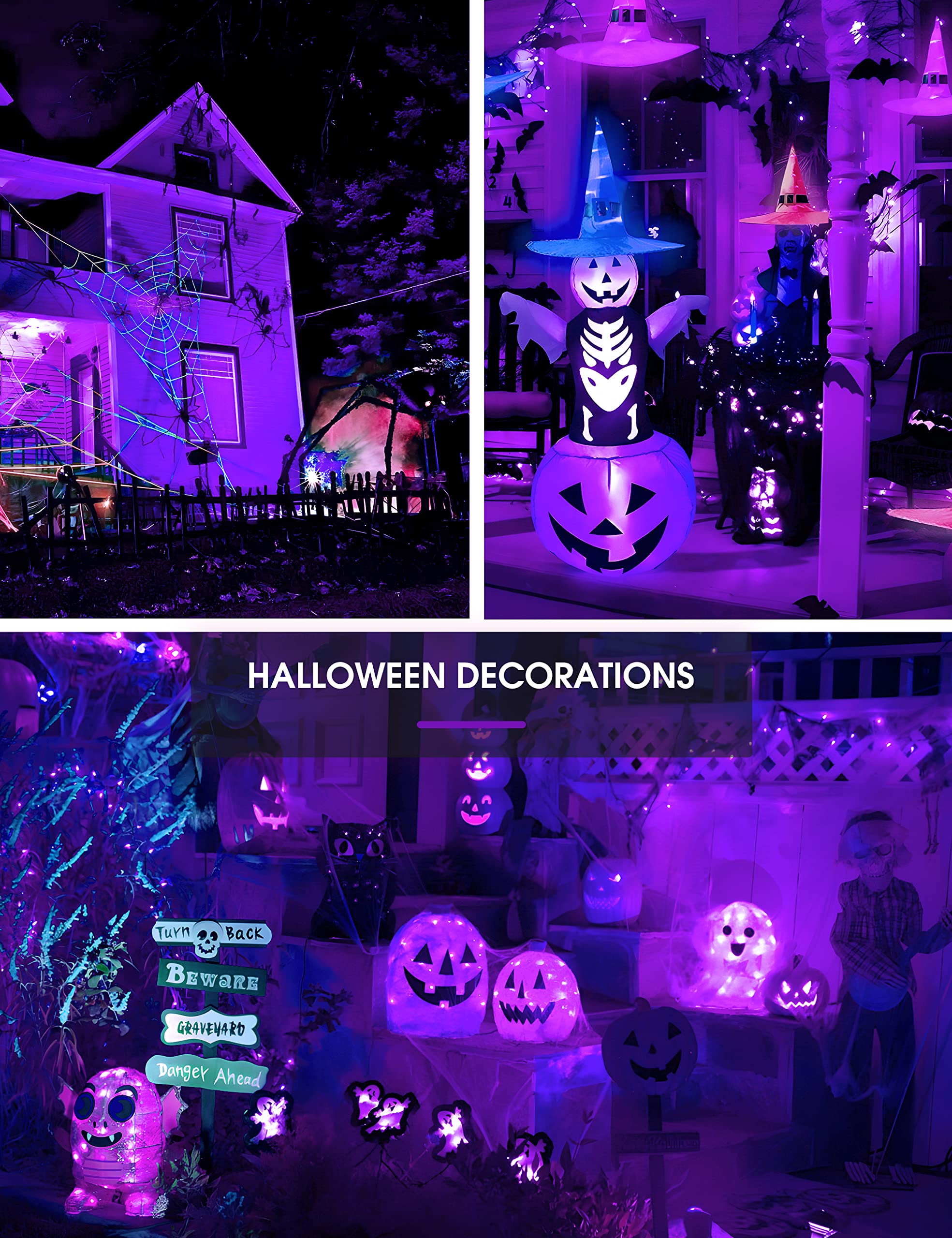 L Lohas Led Halloween Orange Purple Led Light Bulbs Outdoor [4-Pack], 9W(60W Equivalent) A19 Orange Purple Colored Light Bulb In