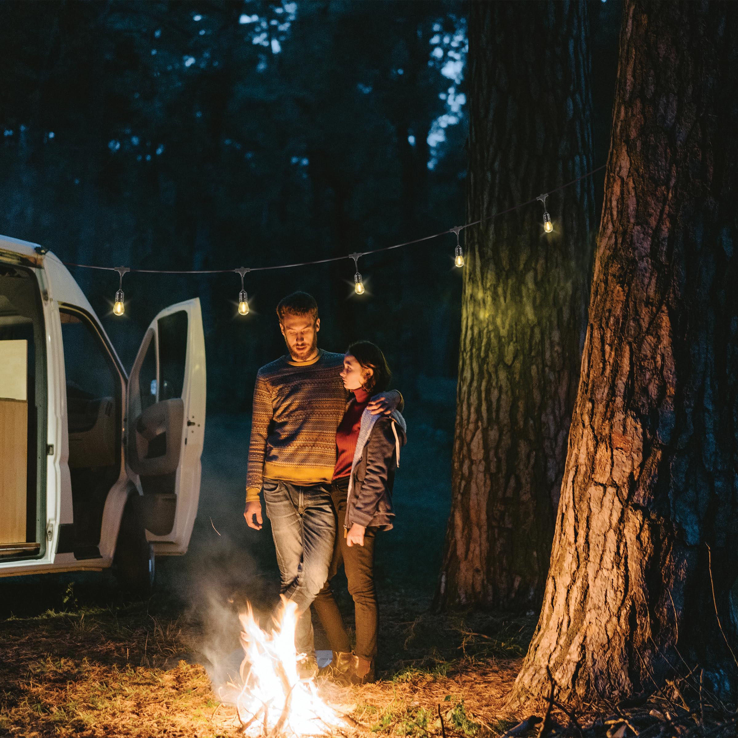 Feit Electric LED Solar String Lights, 20ft, Dusk-to-Dawn Sensor, 11 Bulbs, 2700K Warm White, Model SL20-10/SOL/V1