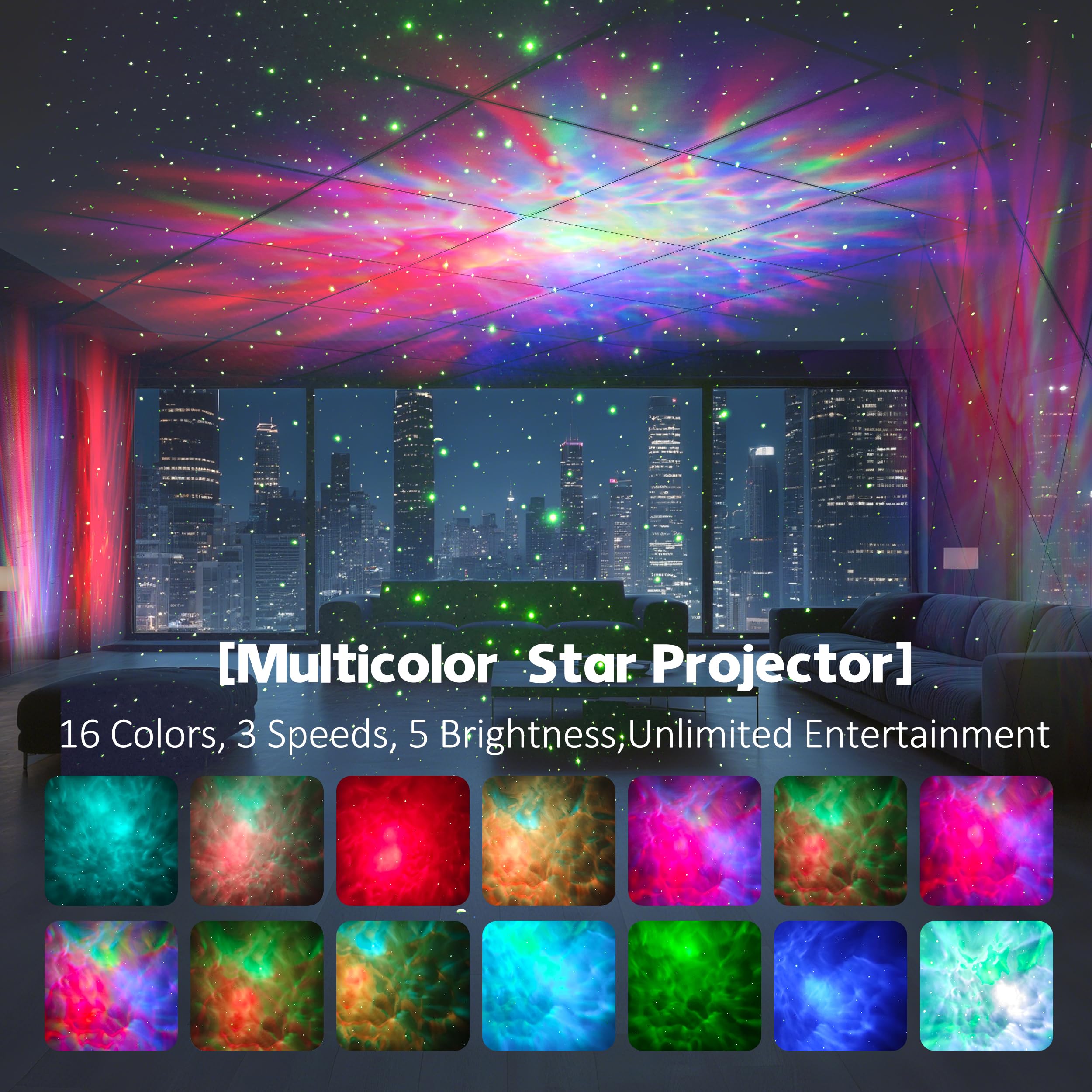 Apollo Star Galaxy Projector Night Light With 16 Light Effects  Nebula Ceiling Led Lamp For Bedroom And Room Decor  For Parties&Christmas &Birthday& Kids Gifts (Blue)