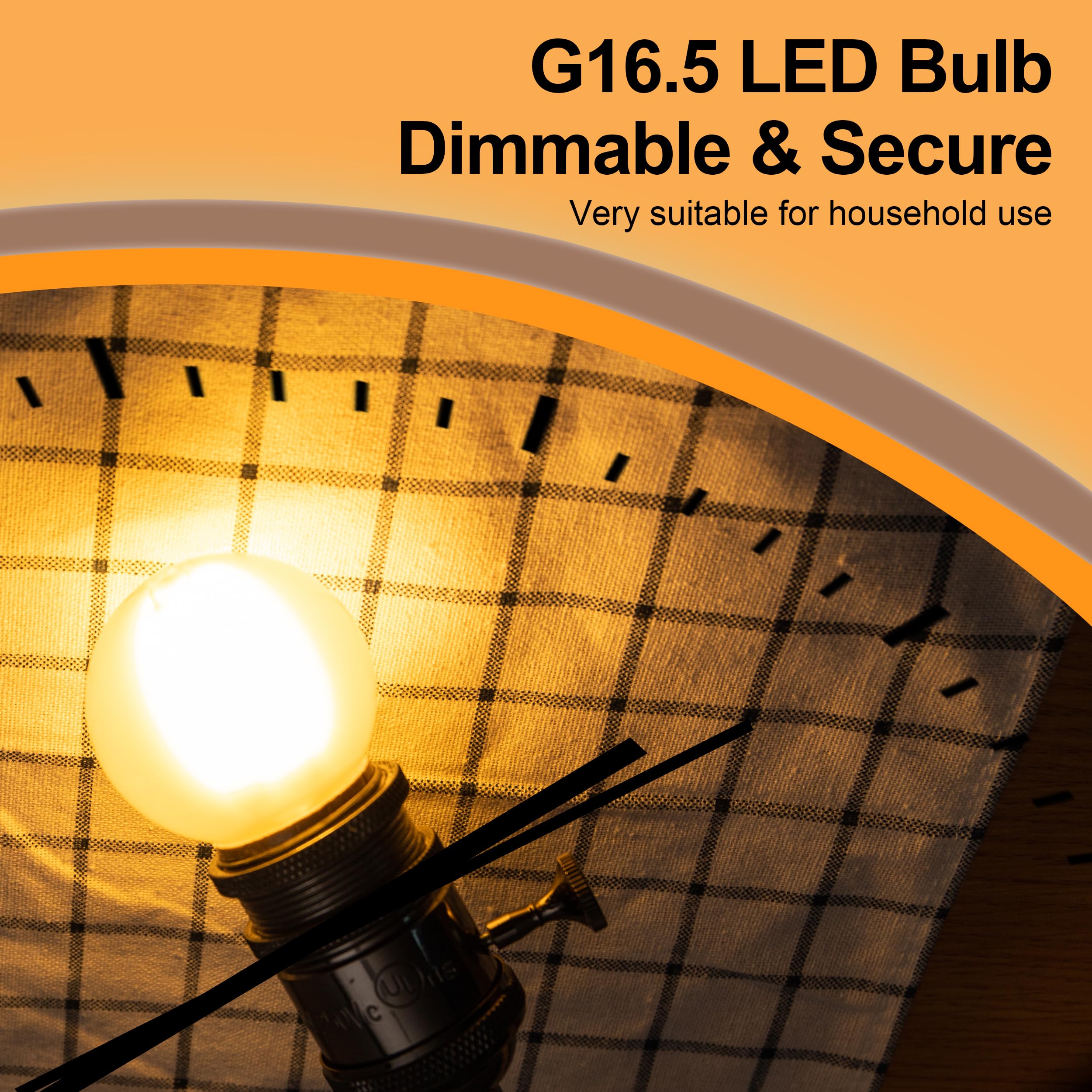 Runquiz Frosted G16.5 Led Bulb, Matt Vanity Globe Light Bulbs, E26 Dimmable Globe Small Round Edison Light Bulbs, 6W 2700K Vinta