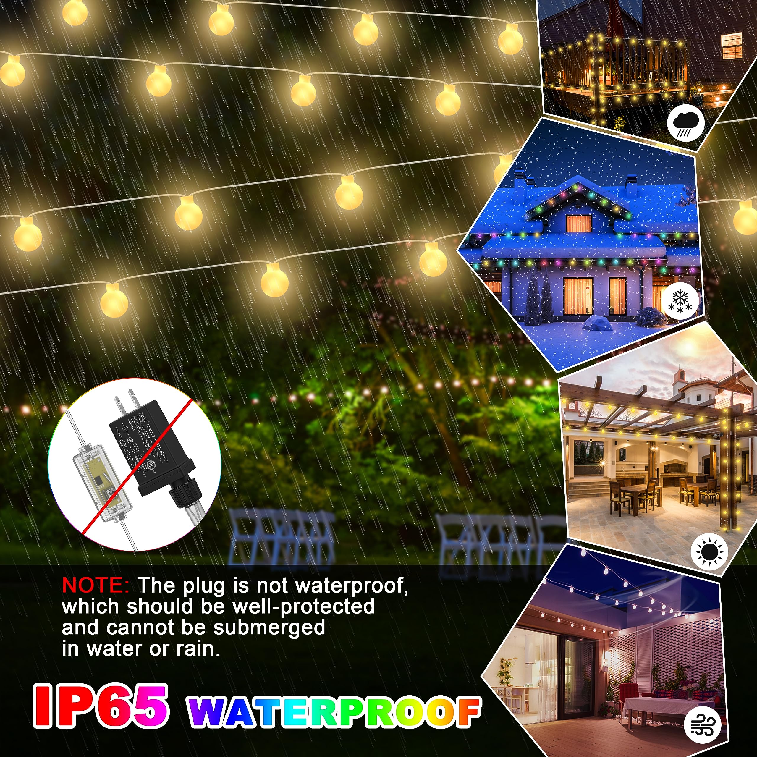 Color Changing String Lights For Outside, 30 Colors 33Ft 100Led Rgb+Warm White Fairy Lights Plug In, Outdoor Christmas Globe Decorative Lights With Remote For Indoor Bedroom Party Garden Xmas Décor
