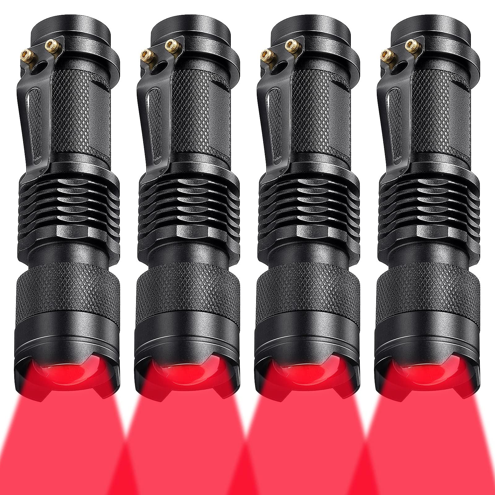 Honoson 16 Pieces Red Light Flashlight LED Single Mode Torch 1 Mode Scalable Red Lens Filter Flashlight for Night Astronomy Avia