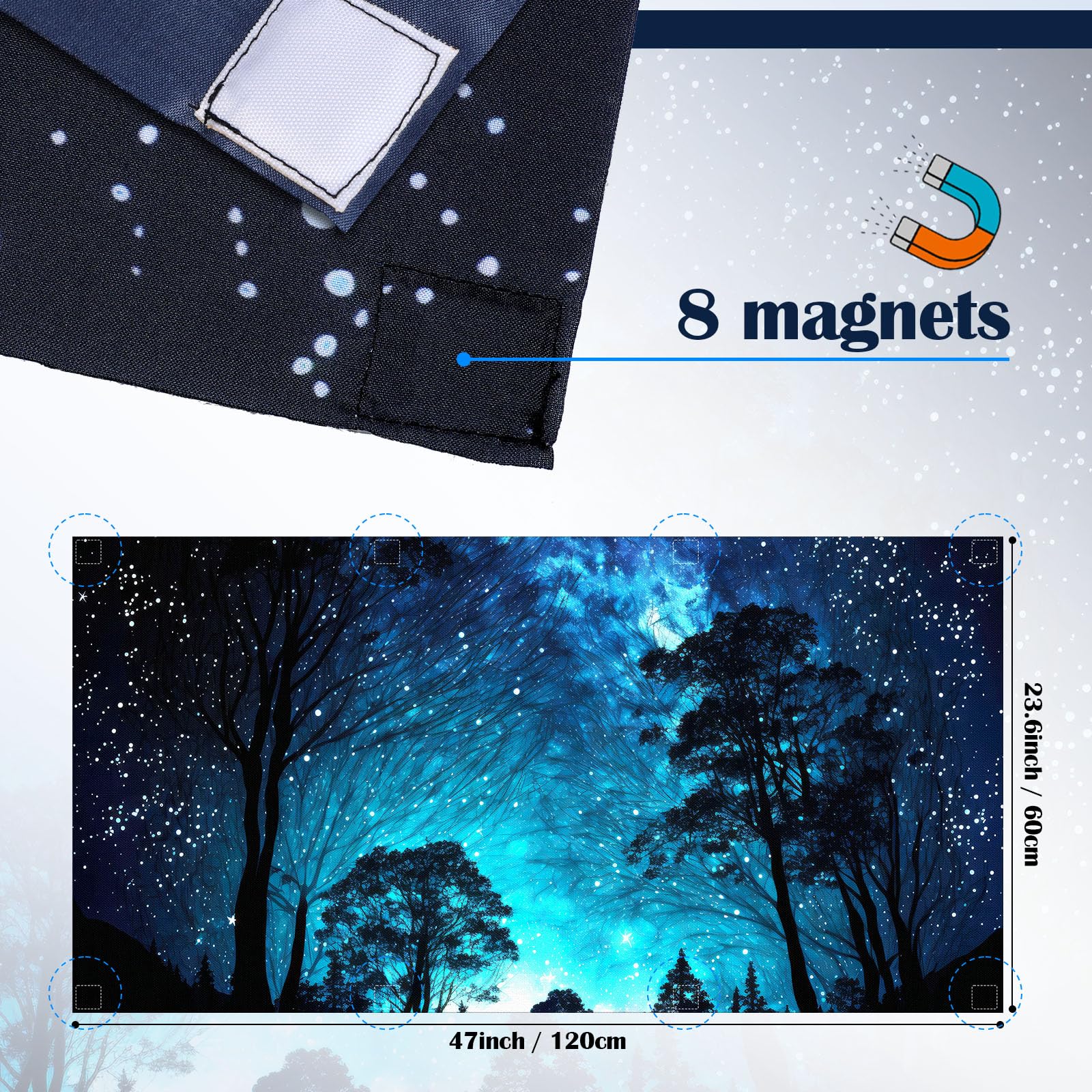 Kittmip 6 Pcs Fluorescent Light Covers, 100D Polyester, Magnetic Filters, Night Color, Model 478d79ba-df18-467a-8f6