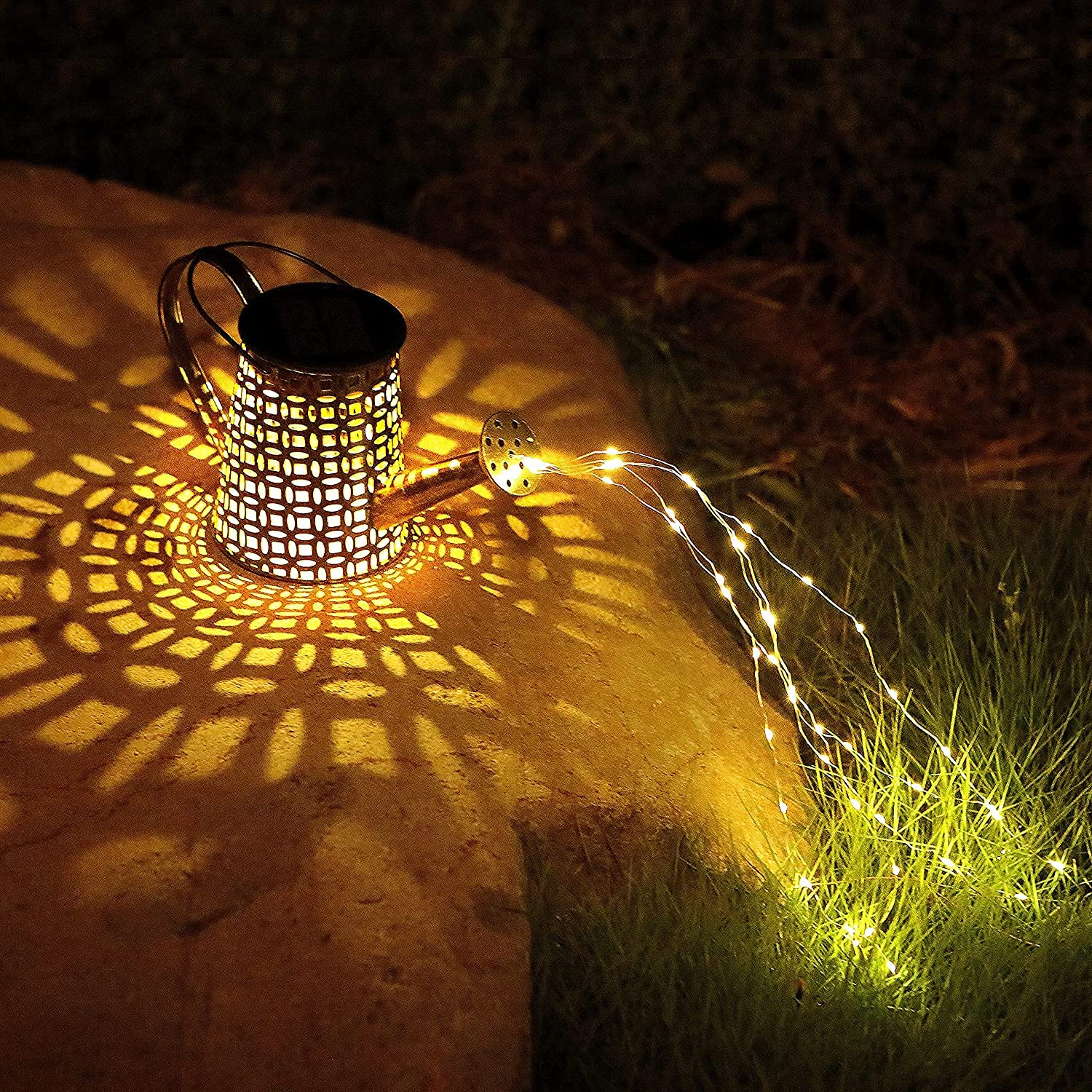 ZUSONUD Solar Lights Outdoor - Watering Can Lantern, Warm Yellow, Copper, 8.6x6x6 Inches, Model LAMP 0420, Waterproof Patio Decor