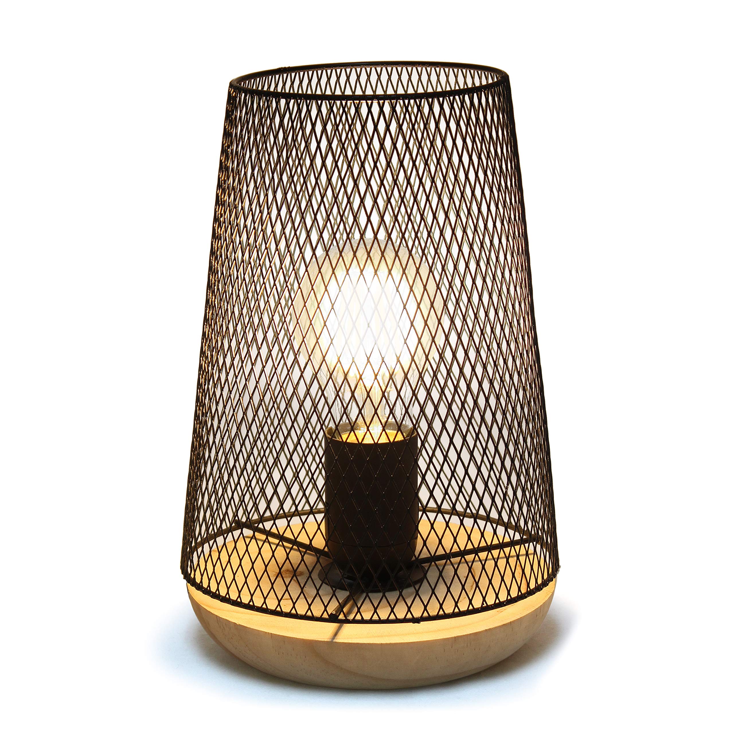 Simple Designs LT1074-BLK Wired Mesh Uplight Table Lamp, Metal, 5.5x5.5x9, Black
