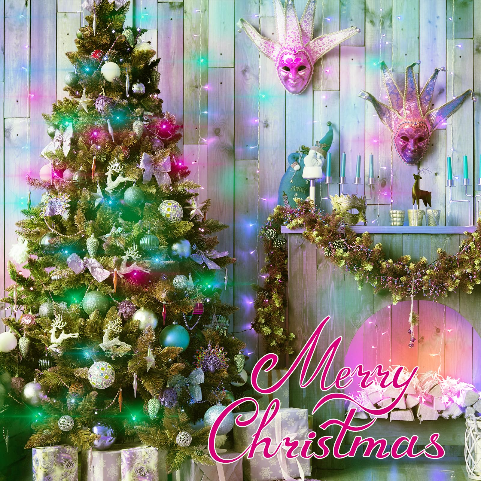 ILLUMINEW 500 LED Multi Color Outdoor String Lights, Waterproof, 174 Ft, 8 Modes, Copper, Model JT-ELFC300V0120-C